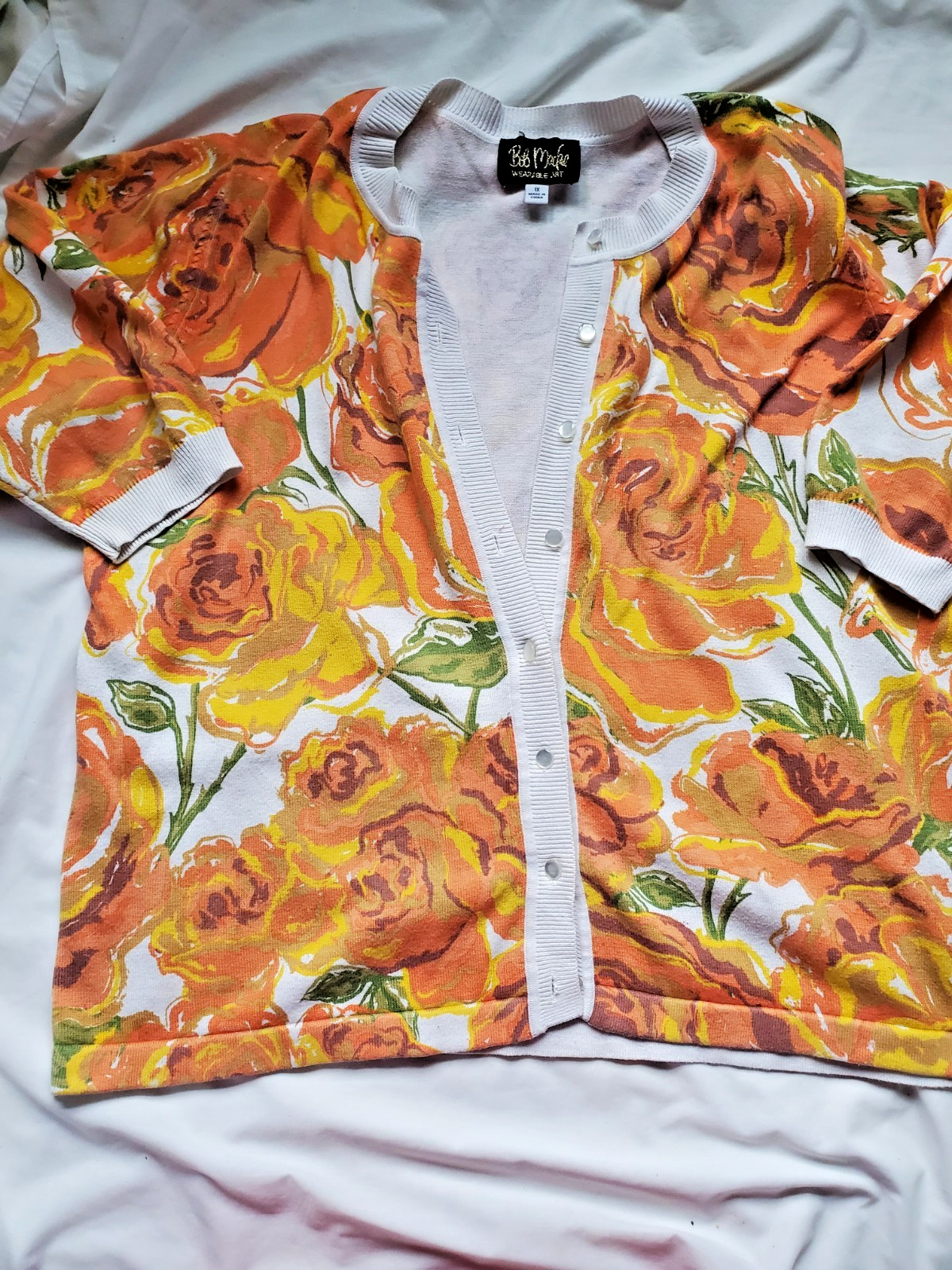 Bob Mackie wearable art cardigan sz 1X-cotton/acrylic blend-hand wash