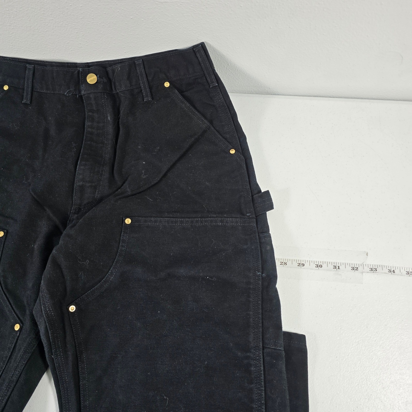 Carhartt B01 BLK Mens Black Double Front Work Dungaree Duck Canvas Pants 36×32