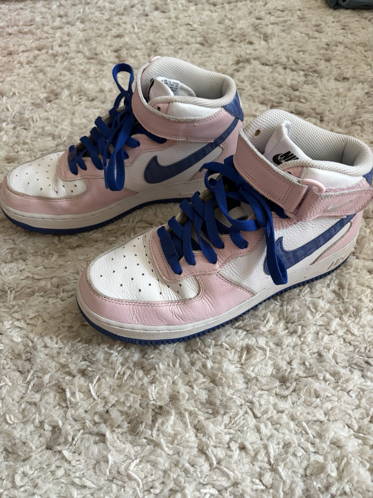 Nike Air Force 1 High Top Leather Colorblock Sneaker Pink/White/Blue