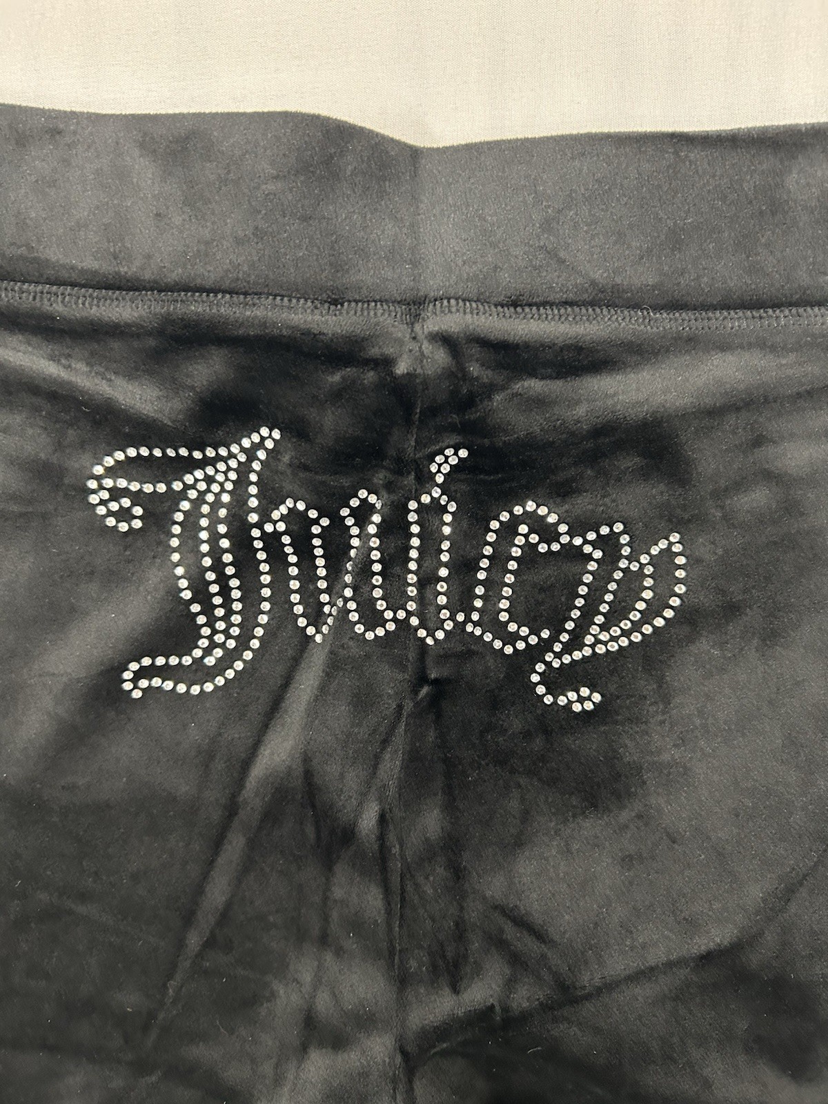 Juicy Couture Black Velour Track Pants Rhinestone Flare Leg Women’s Small NWT