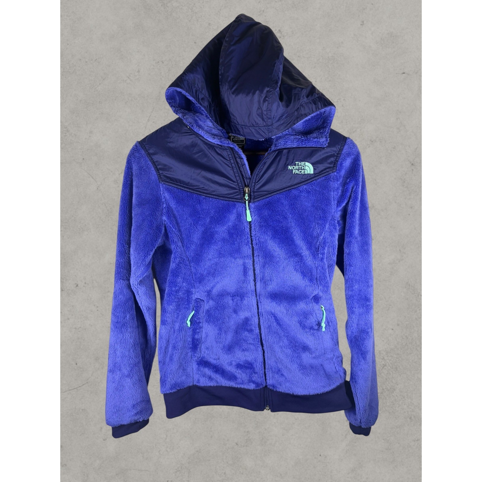 The North Face Womens Osito Full Zip Fleece Hoodie Purple Blue Jacket Small