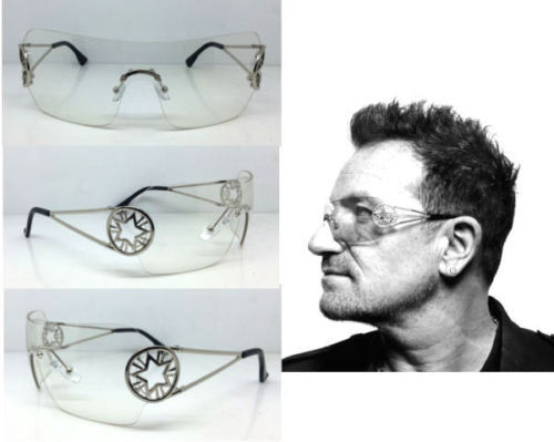 BONO SUNGLASSES SHIELD STAR MULTI COLOR CONCERT TOUR blue pink brown clear