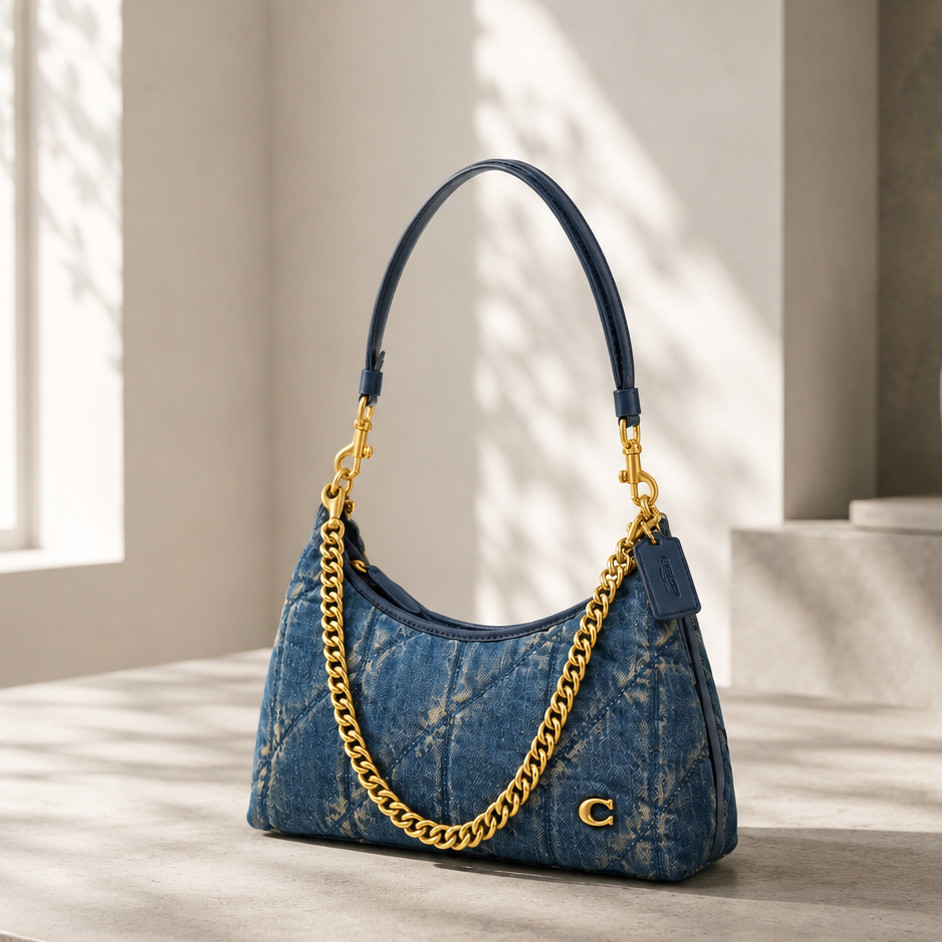 COACH Juliet Shoulder Bag 25 in Denim With Quilting Dark Indigo CDZ67 F/S JP