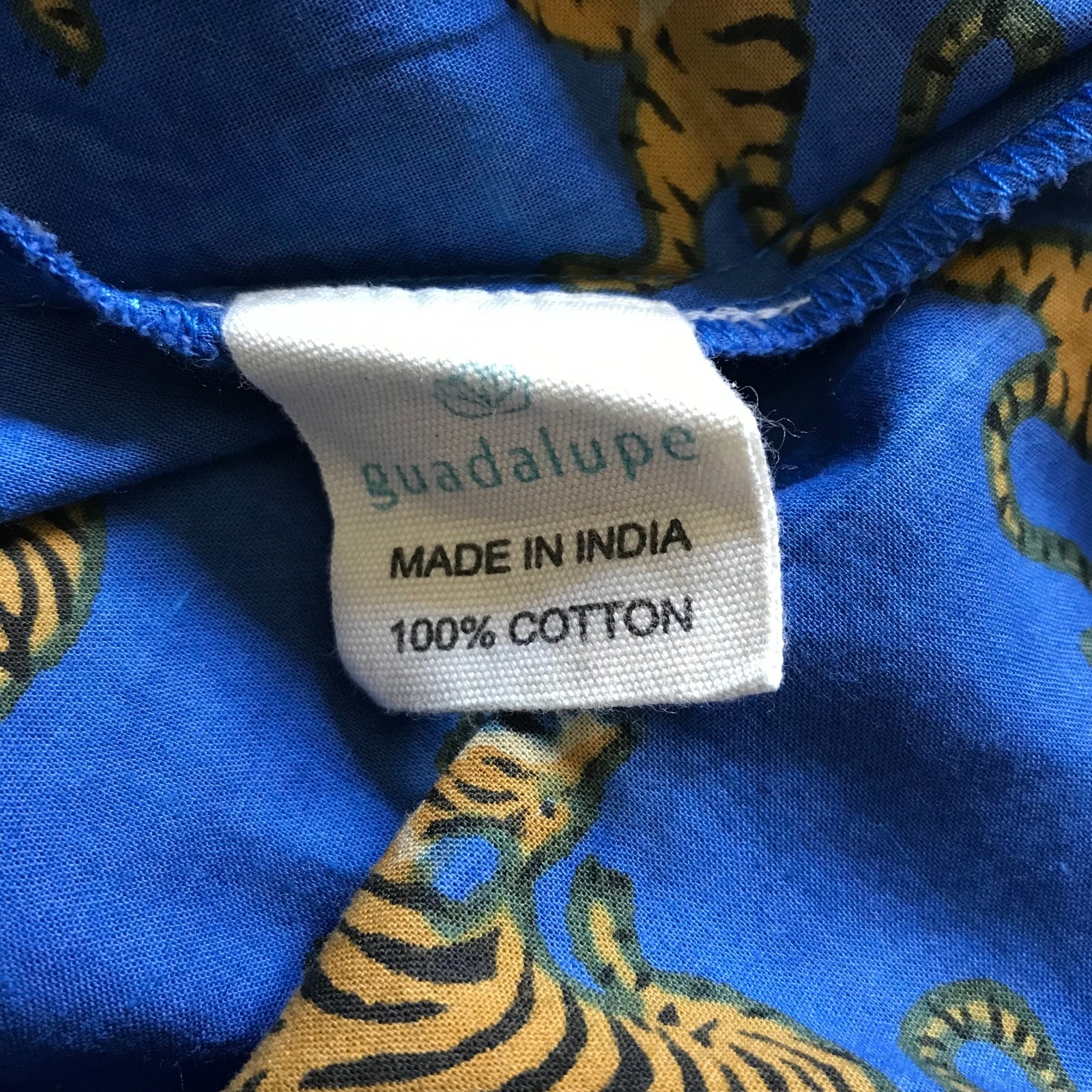 Guadalupe Monica Jungle Tiger Wrap Maxi Dress Womens Medium Blue V-Neck Cotton