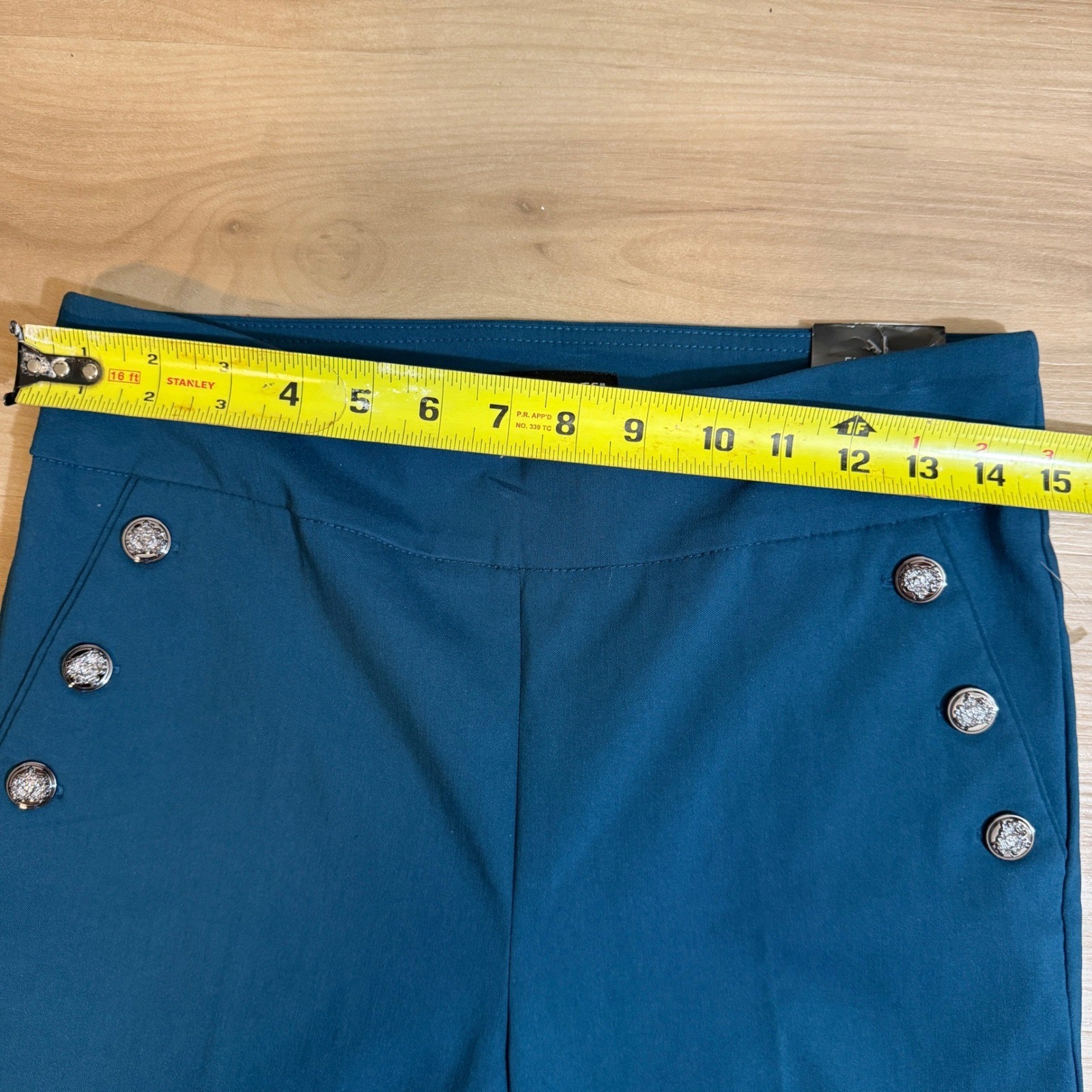 Counterparts Slim Leg Pants Womens S Teal Super Stretch Mid Rise Sailor NEW
