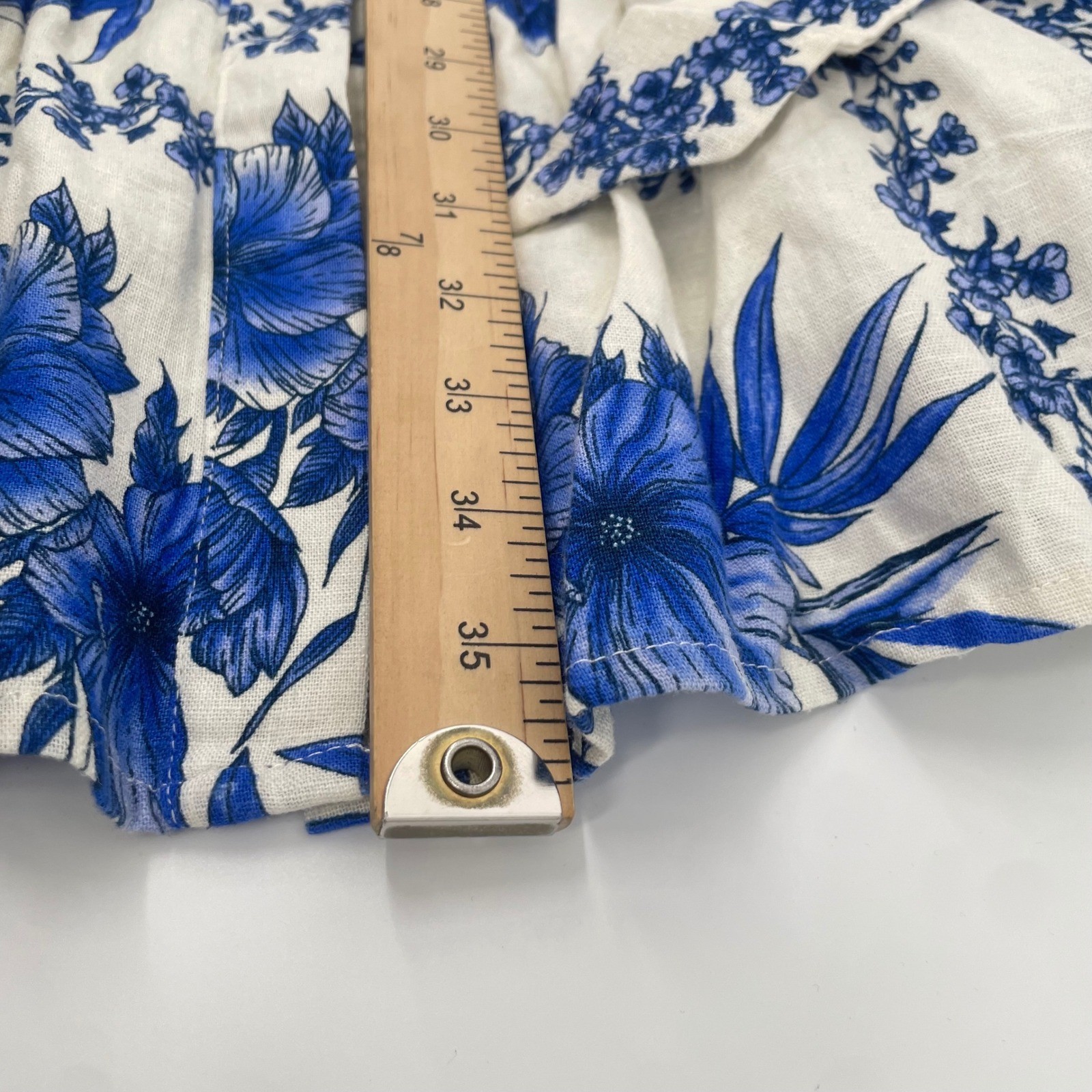 Calypso St Barth Shirt Dress Womens L Blue Floral Linen Tiered Belted Mini NWT