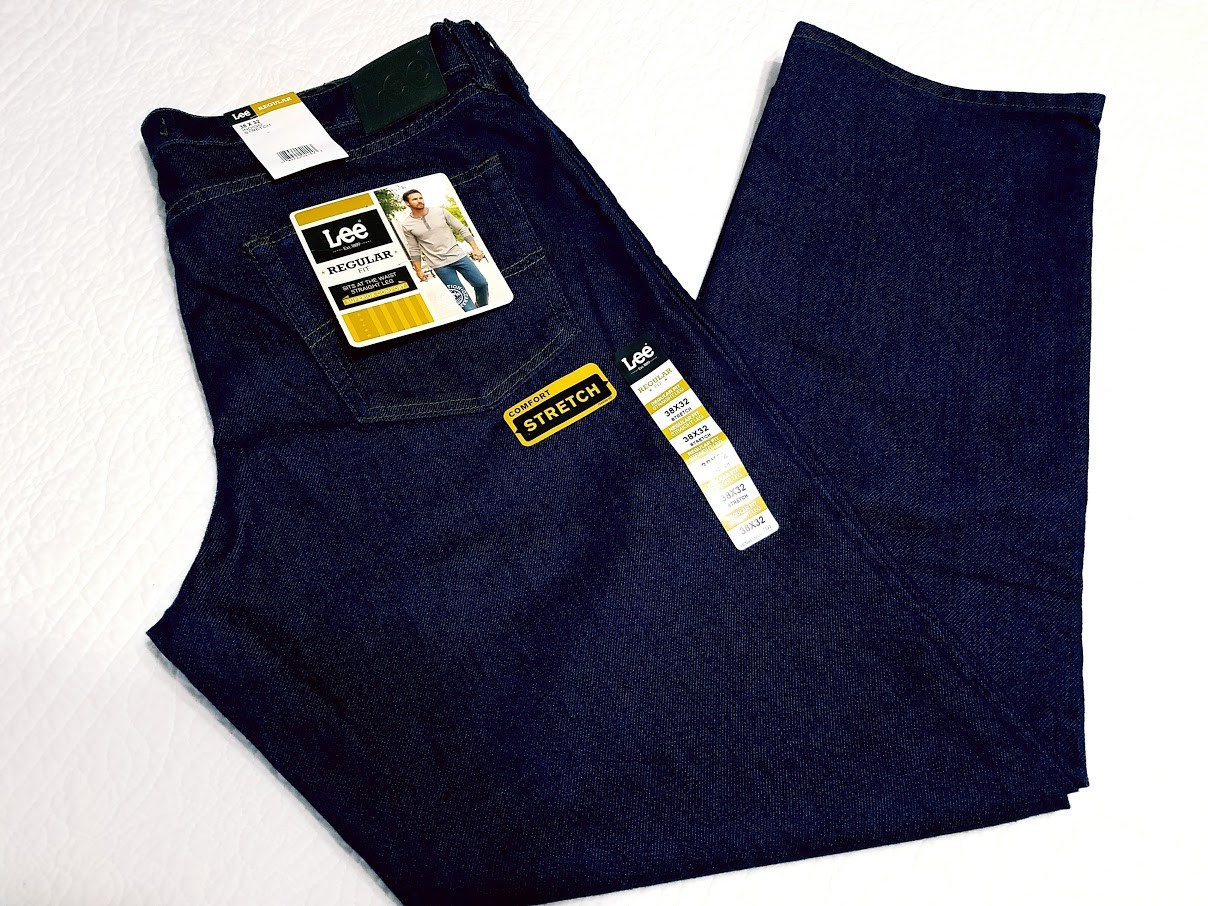 NEW LEE MENS REGULAR FIT STRAIGHT LEG STRETCH BLUE JEANS MANY SIZES AVAILABLE