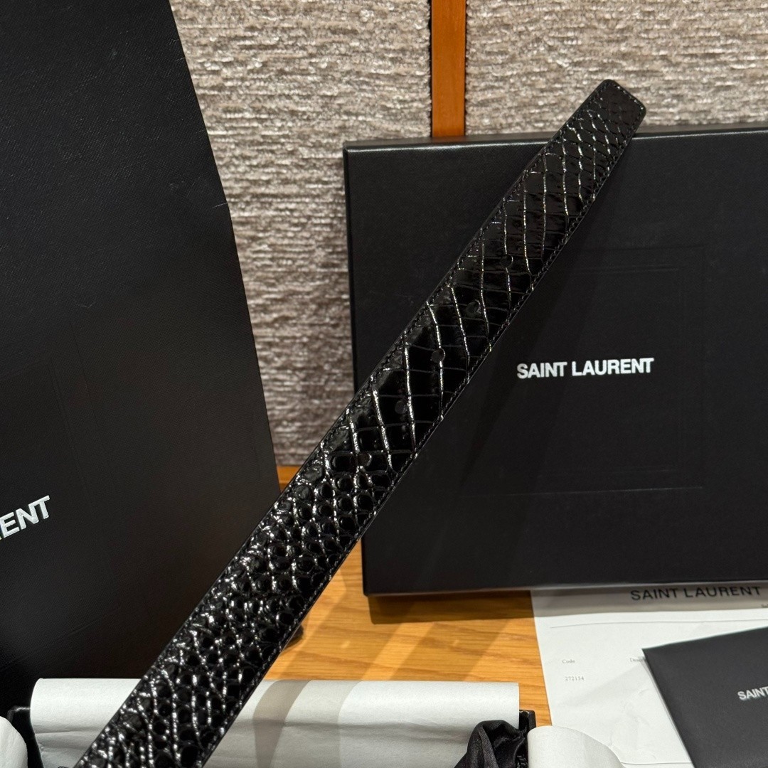 Authentic Yves Saint Laurent Belt YSL Black Gold Buckle Width:3.0cm/1.18inchs