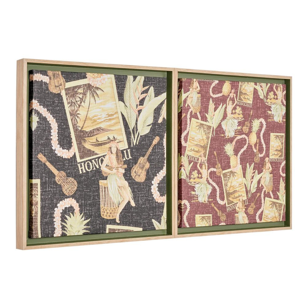 Kona Coast by Reyn Spooner 12.5 In. X 12.5 In. Red/Black Framed Waikiki Nostalgi