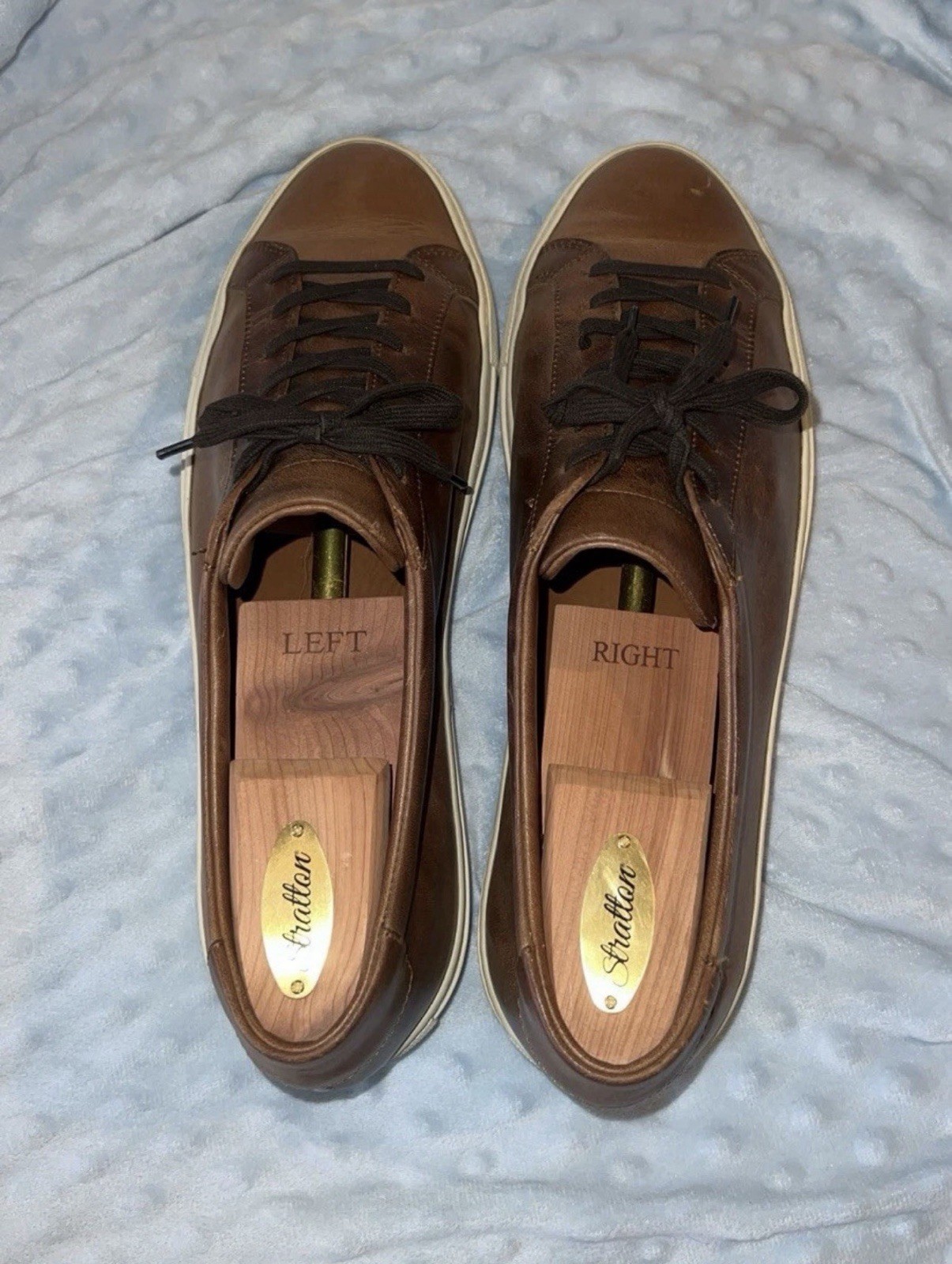 gustin Men’s Brown Leather Lace-Up Dress Shoes Casual Round Toe US 11