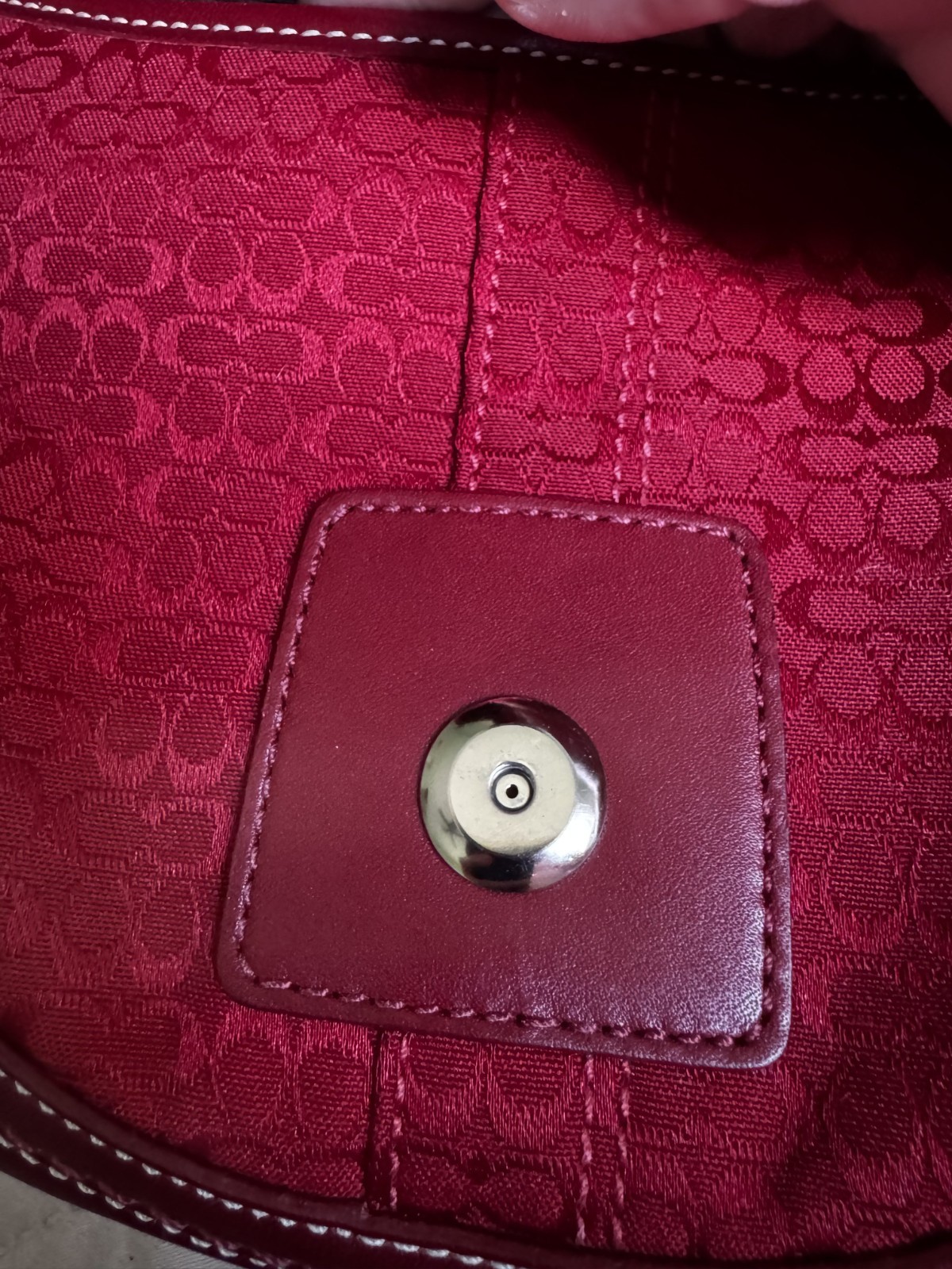 Coach F10925 SMALL Vintage Cherry Red Soho Y2K Signature C Canvas & Leather Bag