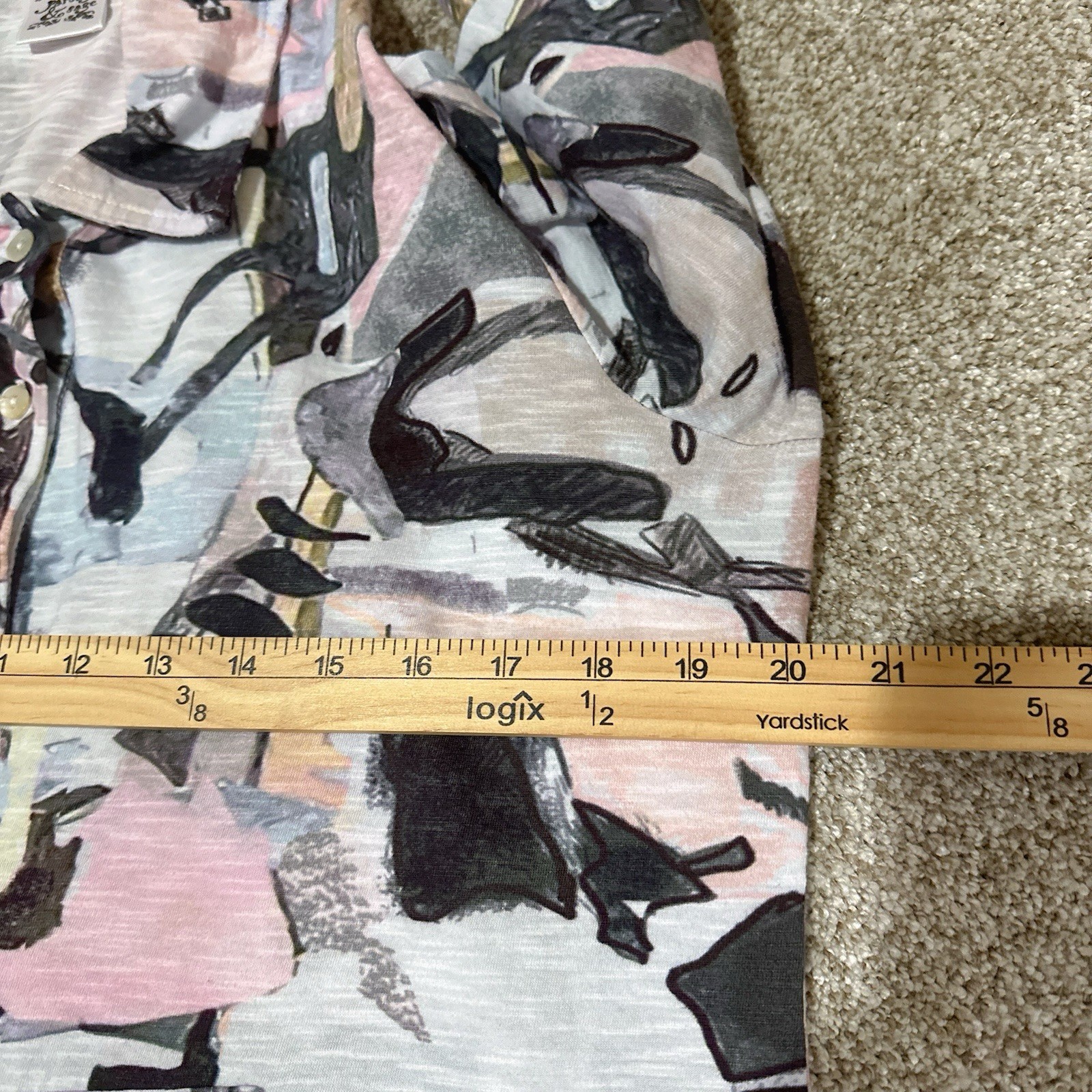 Parsley & Sage Size L Art to Wear Tunic Blouse Cotton Watercolor Print Pocket