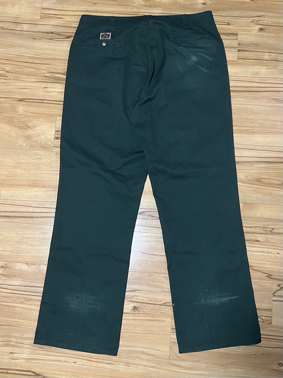 Ben Davis Men’s Green Cotton Twill Workwear Pants Straight Leg Flat Front 40