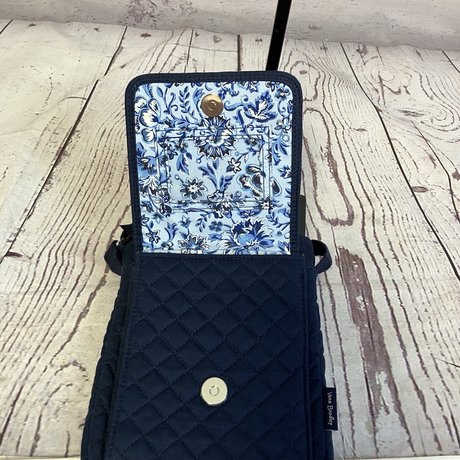 Vera Bradley Solid Diamond Stitched AIO Crossbody Performance Twill Navy Blue