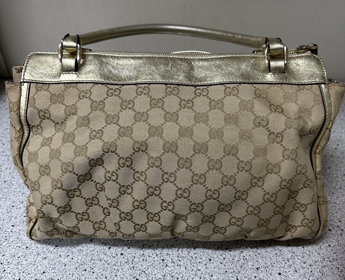 GUCCI BEIGE/EBONY GG CANVAS MEDIUM ABBEY TOTE BAG (HQ0021480)