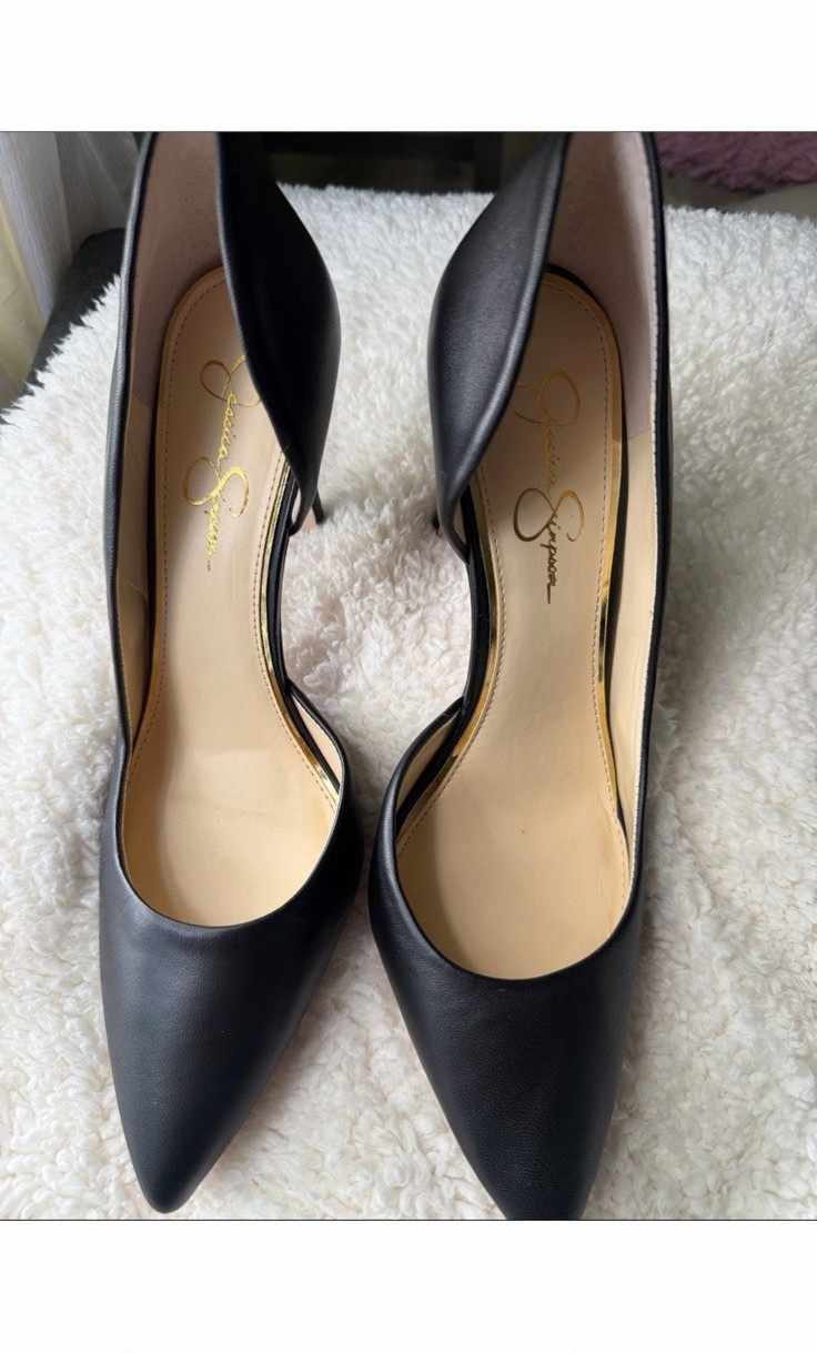 Jessica Simpson Women’s Black Pointed Toe D’Orsay Stiletto Nylon Pumps 11