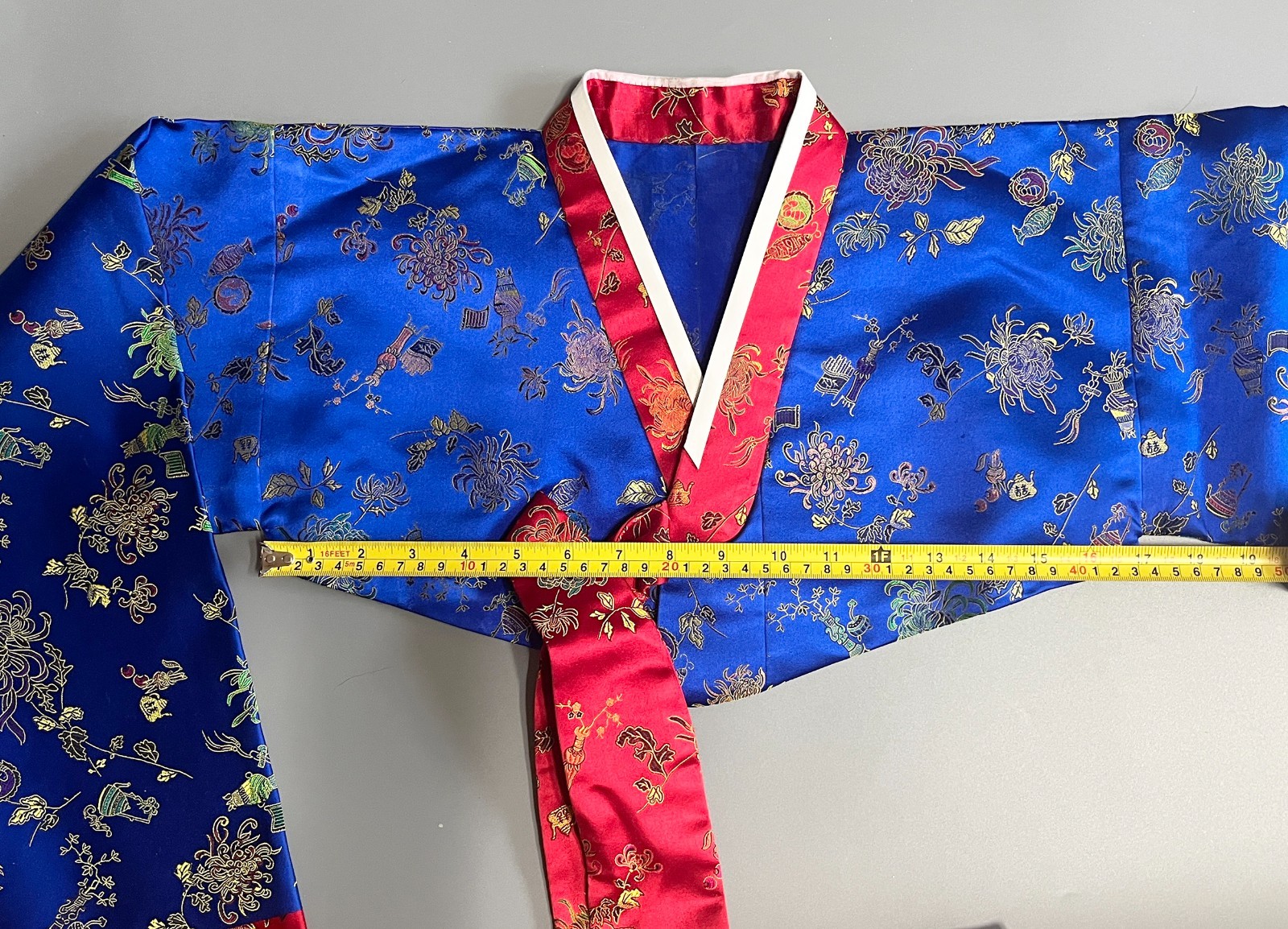 Unique 40-Year Vintage Korean Traditional Clothes Silk Durumagi Hanbok Full Set