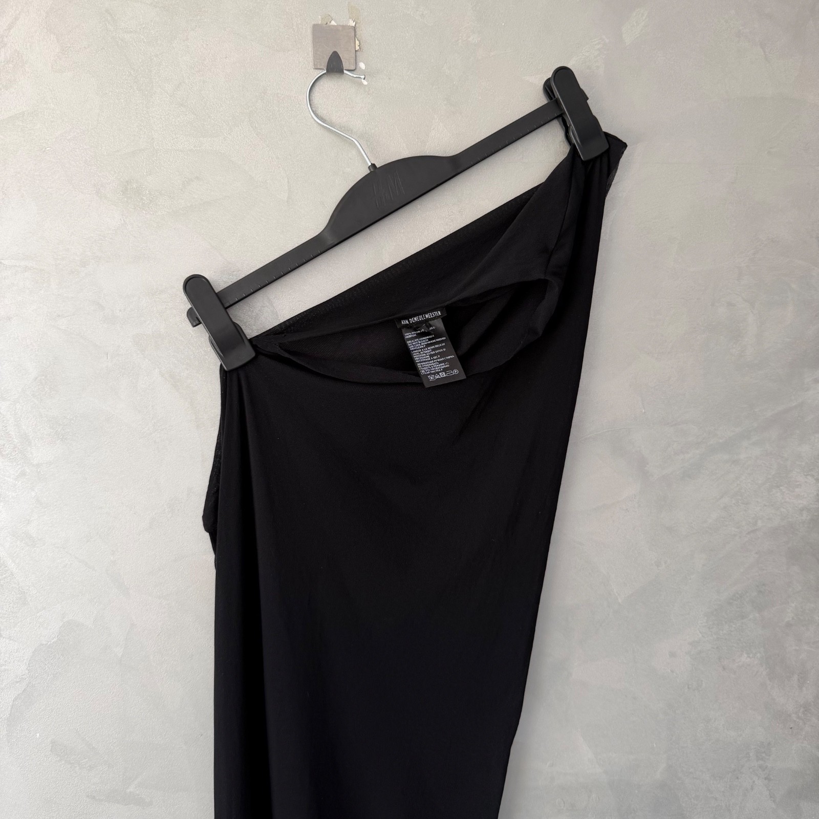Ann Demeulemeester Black Asymmetric Mesh Maxi Dress