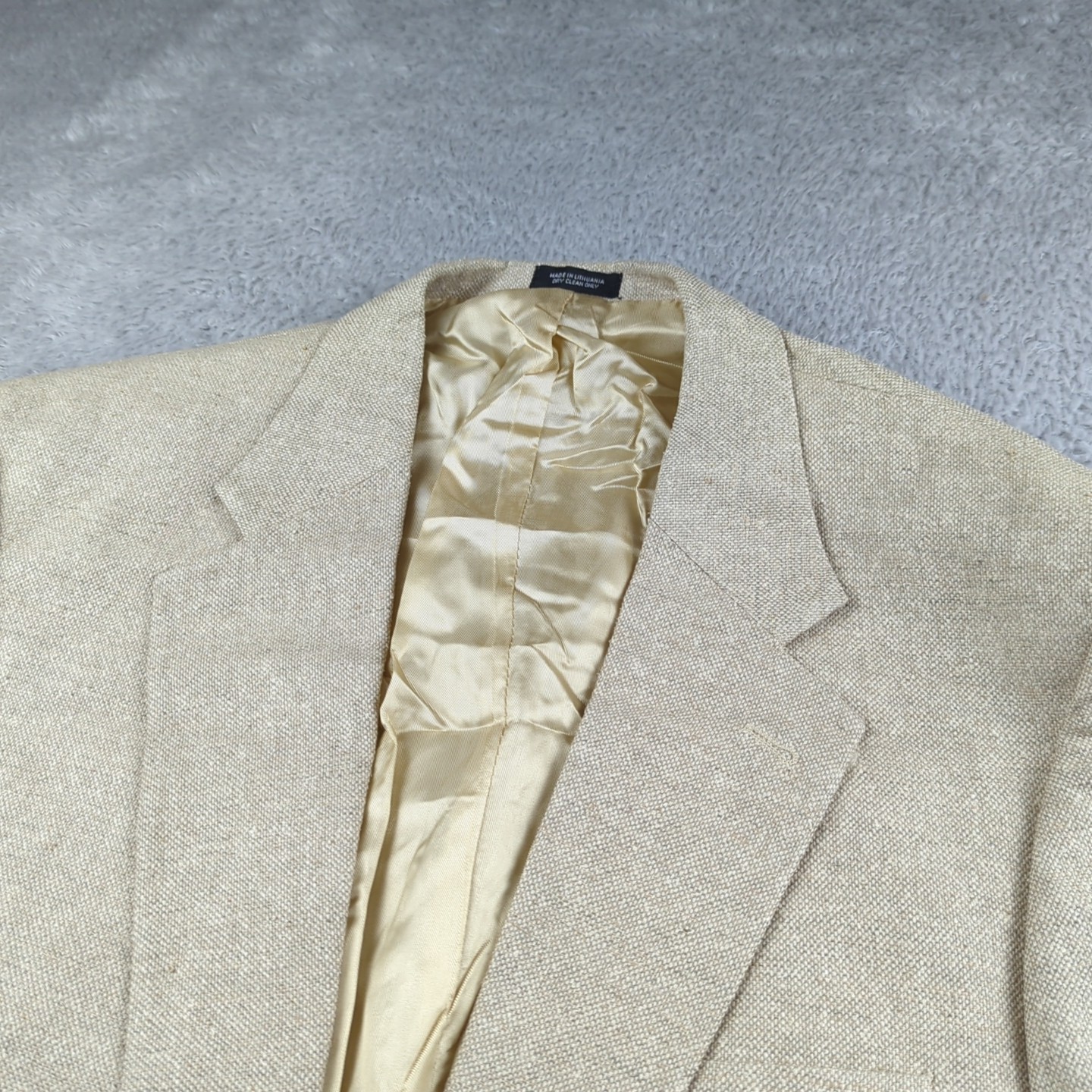 Vintage Deansgate Blazer Mens 42S Beige 100% Silk Textured Weave Sport Coat NWT