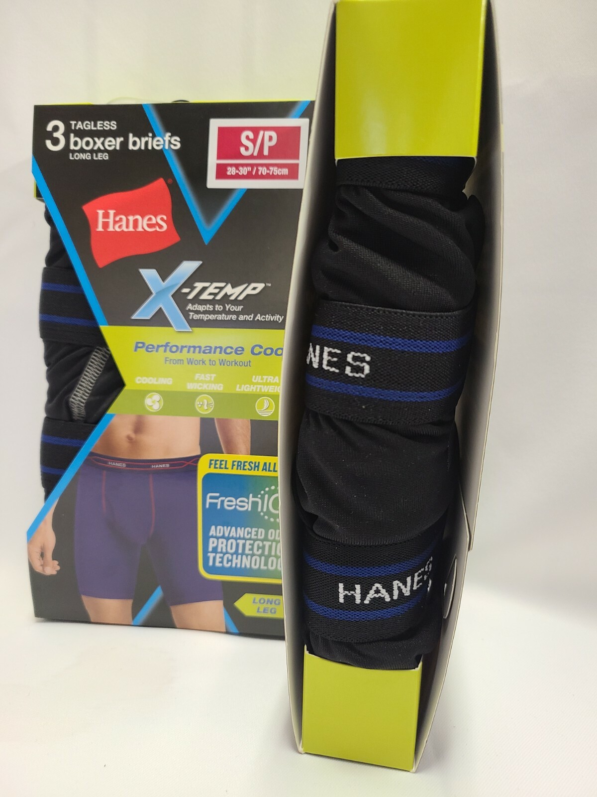 Hanes Mens X-Temp Performance Cool Long Leg Boxer Brief Underwear (3 Pair) Sz S