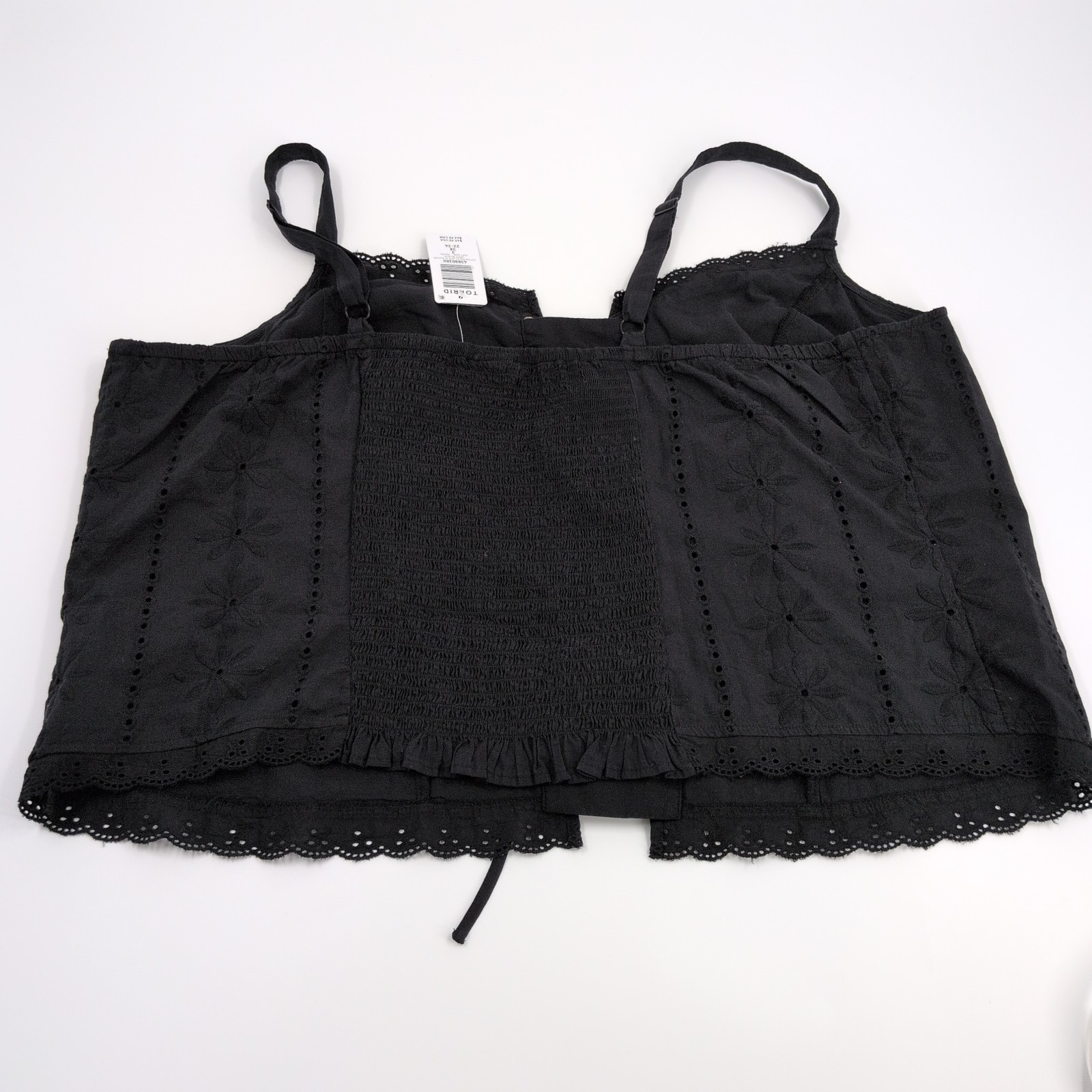 NWT Lace-Up Eyelet Bustier Corset Black Sz 3X Cotton Floral Embroidery Fabric