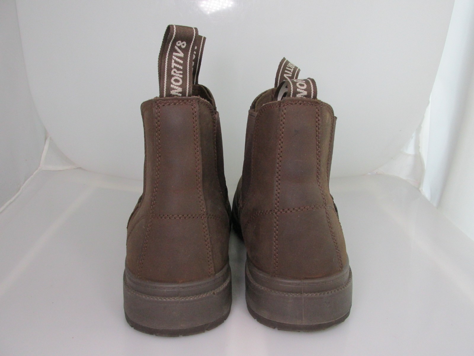NORTIV 8 Men’s Chelsea Work Boot Brown Leather Ankle Slip On Casual Shoe Size 13
