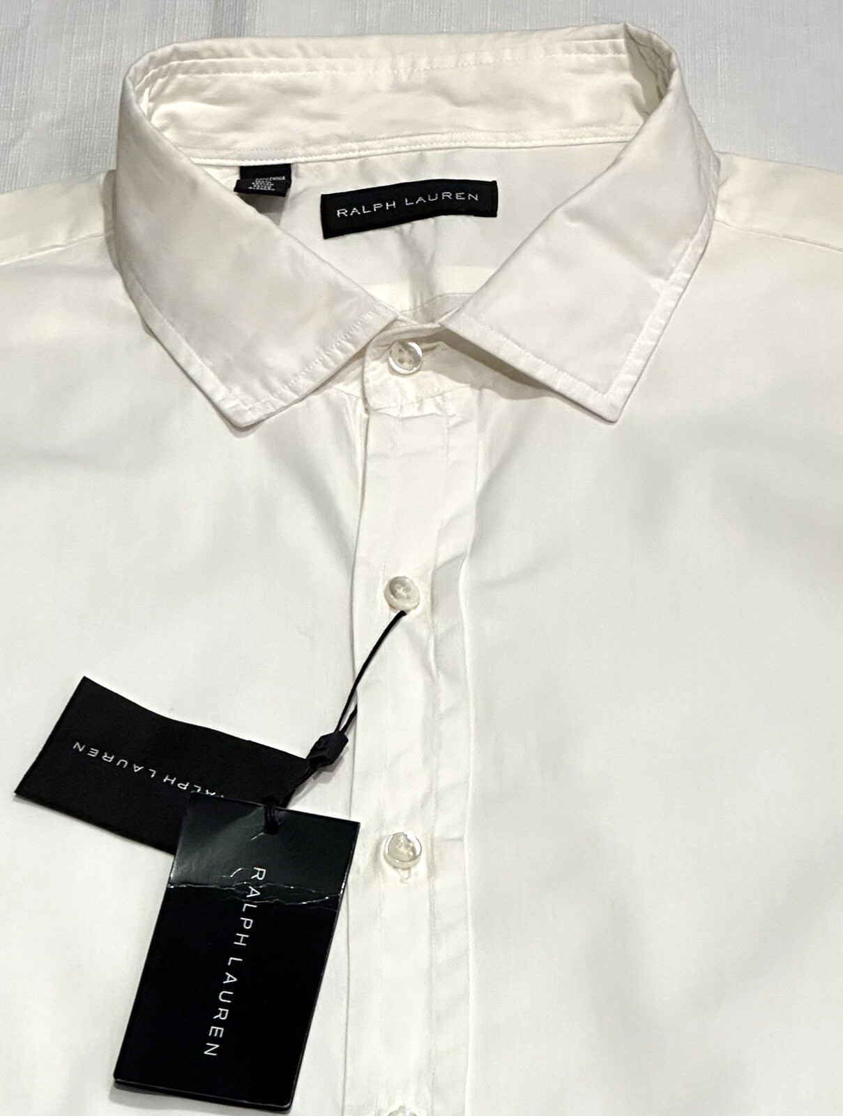 $595 NEW XL 17 /17.5 RALPH LAUREN BLACK LABEL SHIRT GRUNGE WHITE DRESS RARE