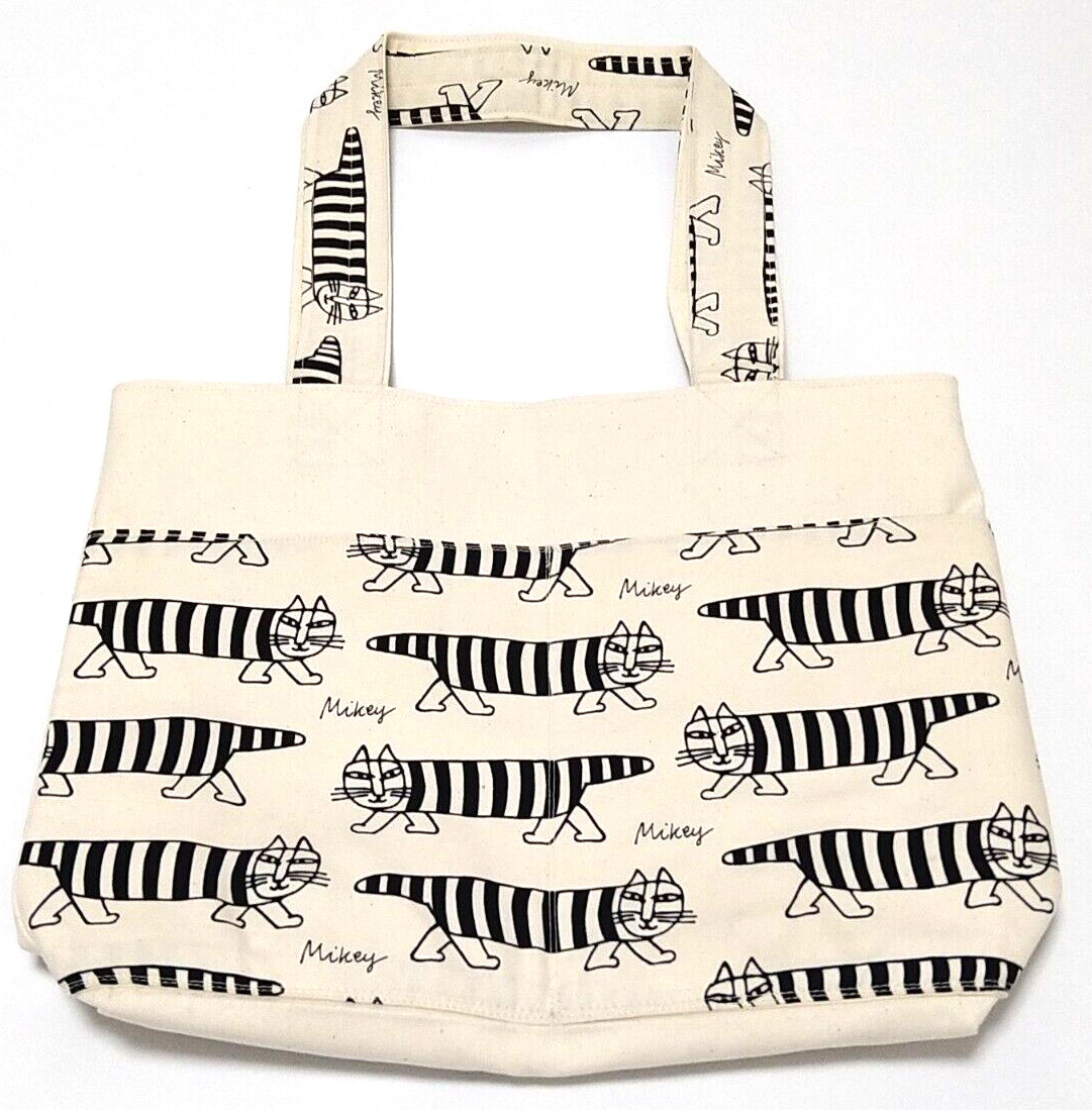 Tote Bag White Lisa Larson Mikey Pattern New 13.2×10.4×2.8in 1 inner pocket