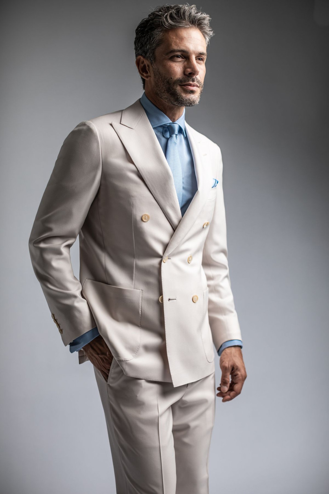 Beige Men’s Suits Peak Lapel Groom Wedding Formal Party Men Tuxedos Pants