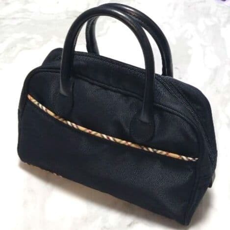 Burberry GOLF Mini Handbag Black Nova Check Women Double Handle 21.5cm