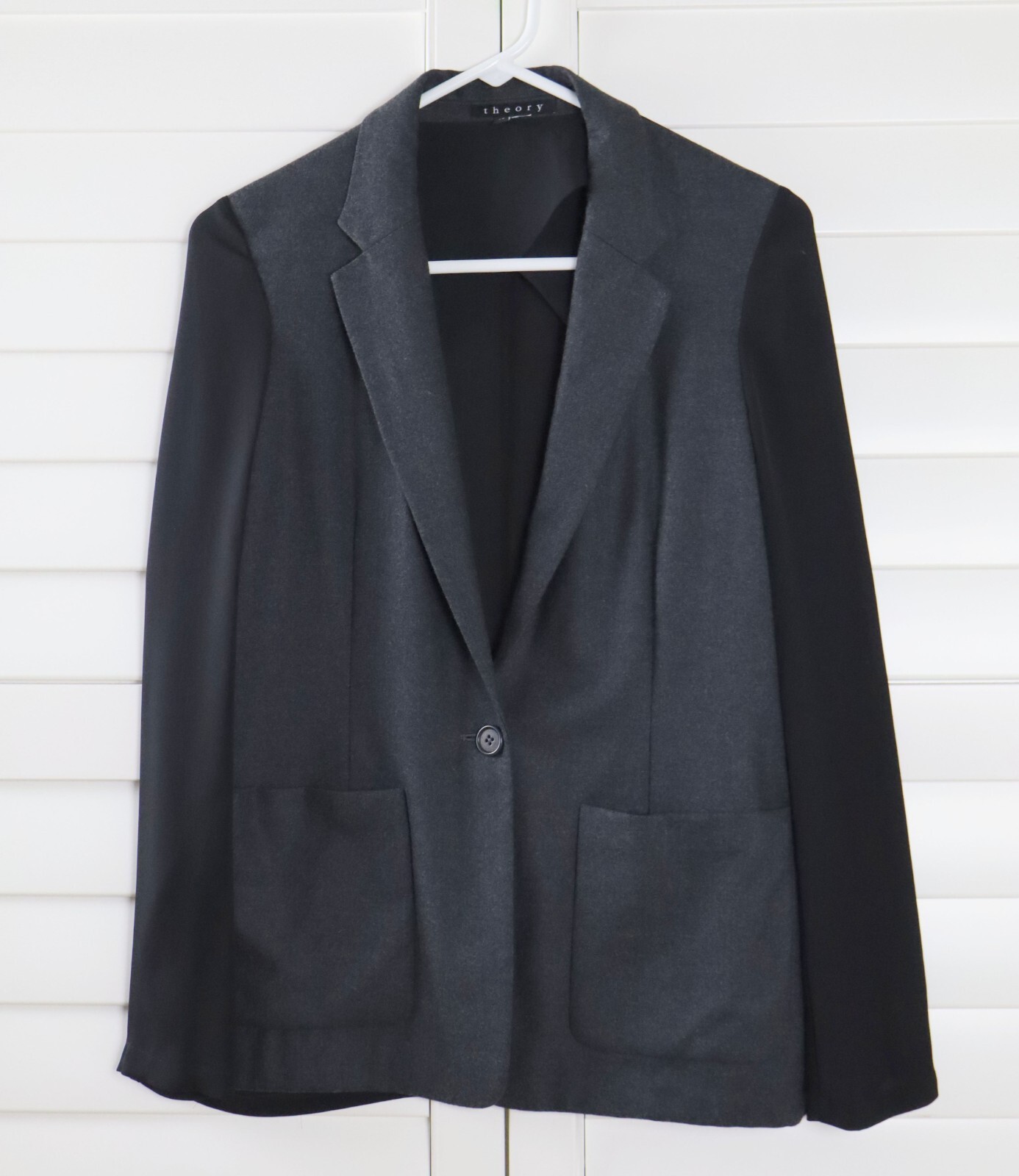 THEORY $395 Shatrice Mixed Materials Wool Silk Sheer Back Jacket Top Size 00