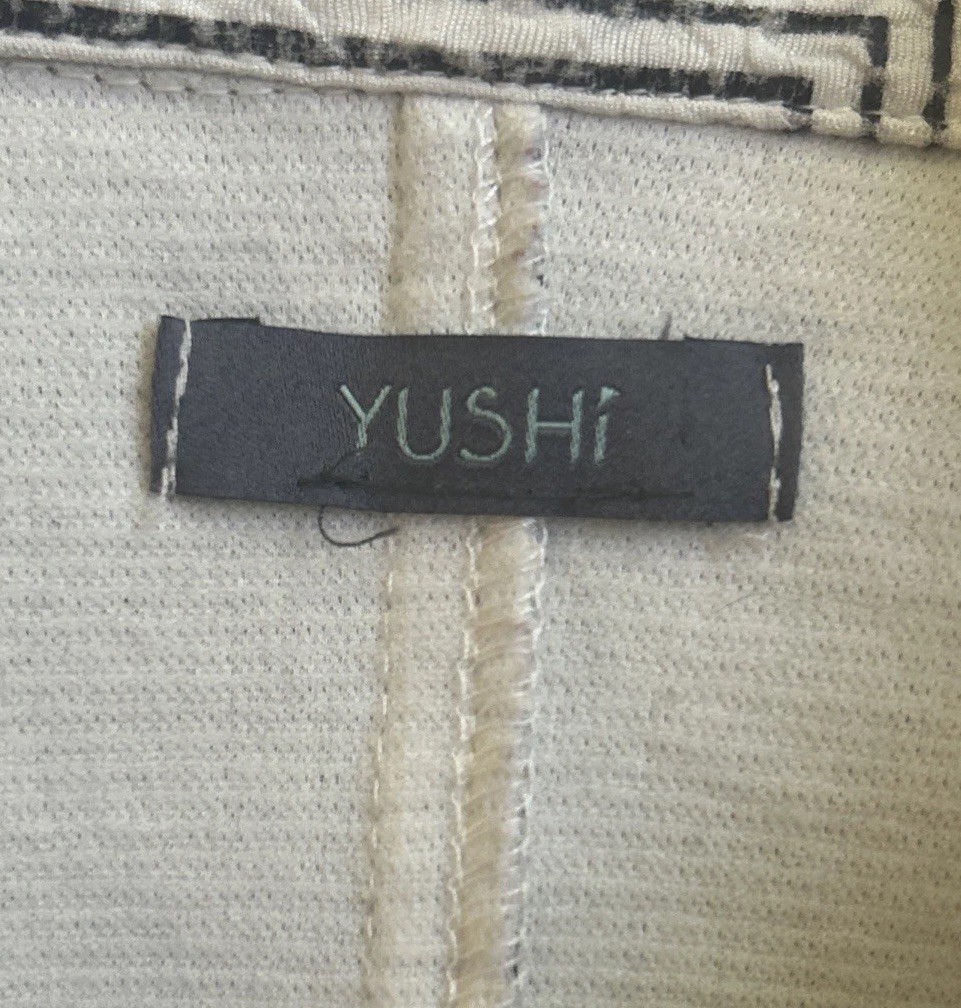 Yushi Women’s Black White Geometric Swing Jacket w/Pockets Toggle Buttons Size L