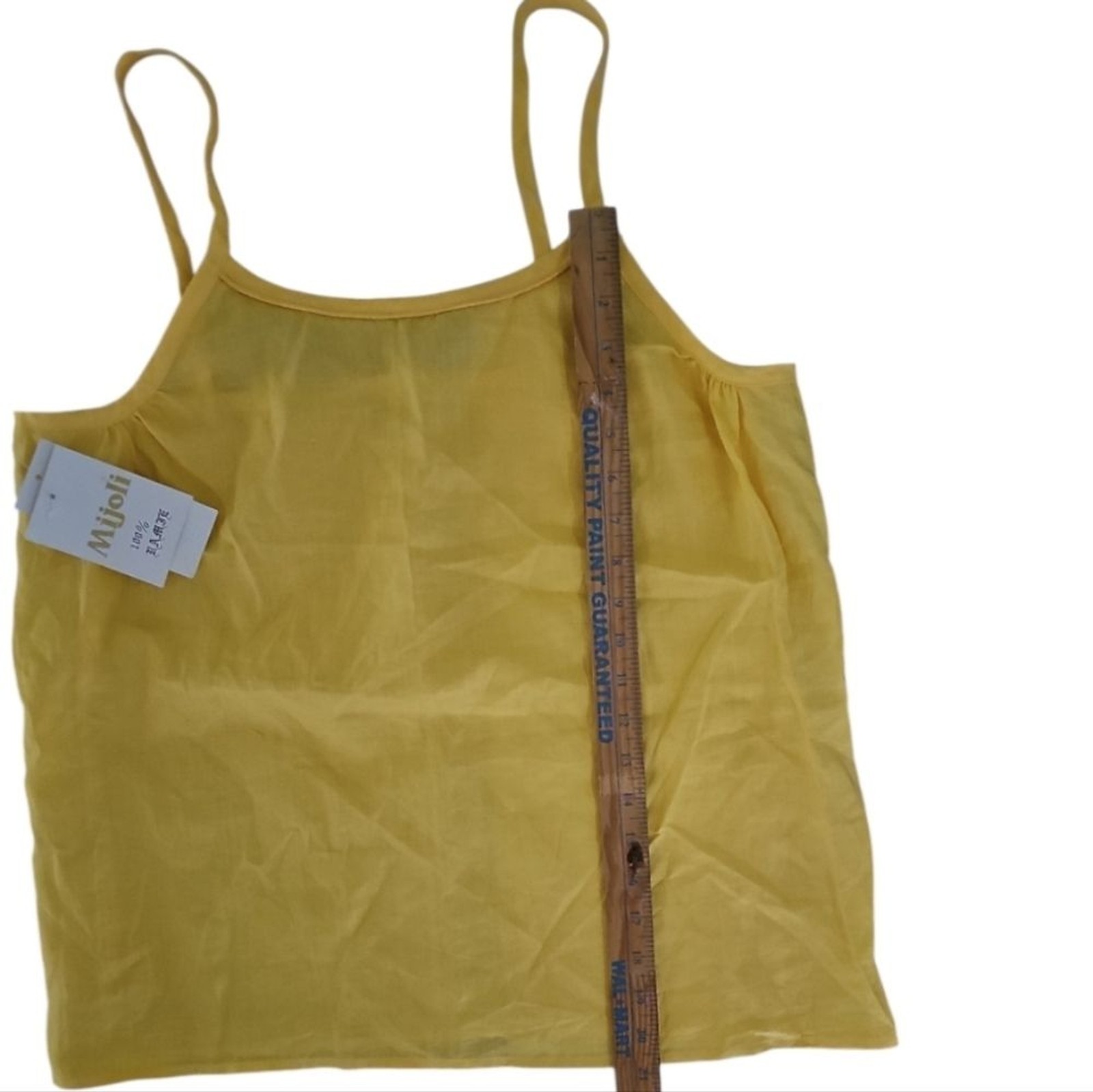 Mijoli 100% Ramie Yellow Cami Tank Sz M Minimalist Summer Quiet Natural Fiber