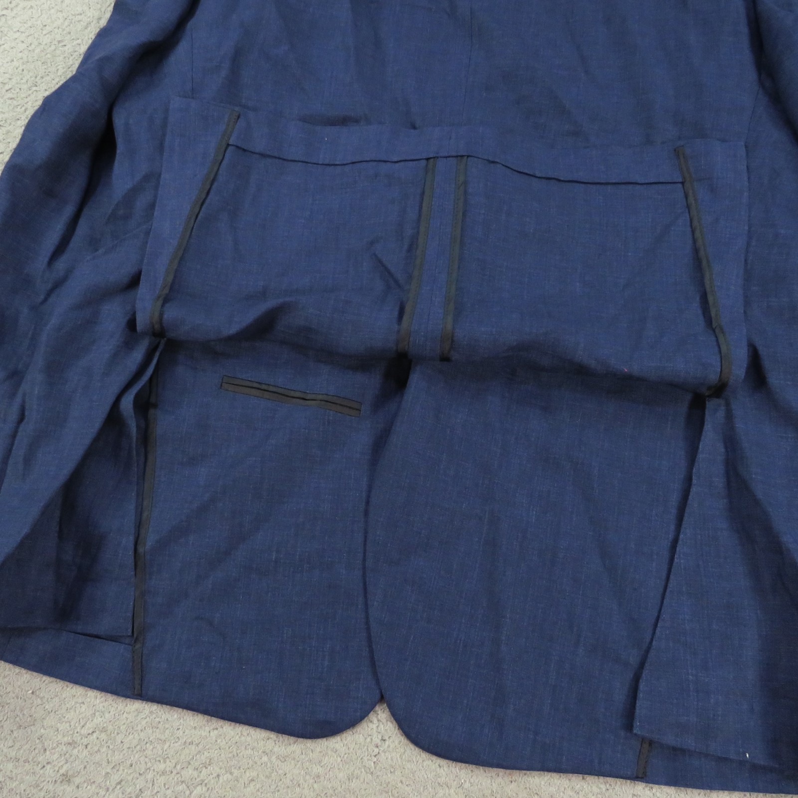 Haspel Blazer 46R 100% Linen Summer Unstructured Blue Sport Coat Jacket 1/2 Line
