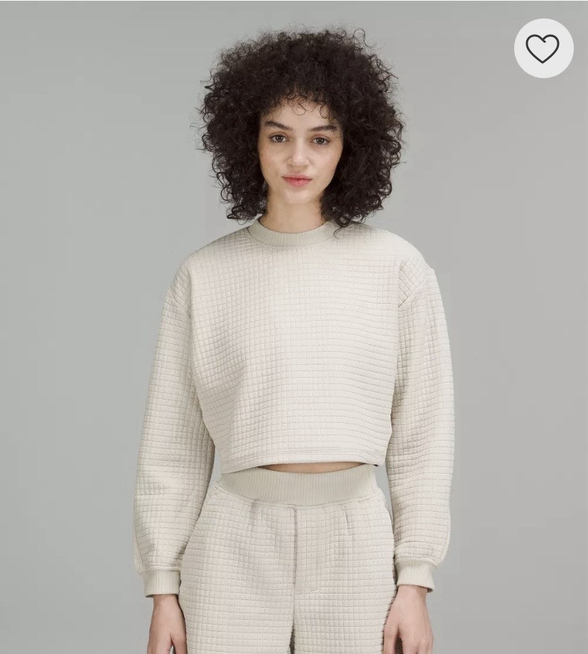 Lululemon Lab Textured Grid Cropped Pullover Tan Cream Beige Size 4* See Details