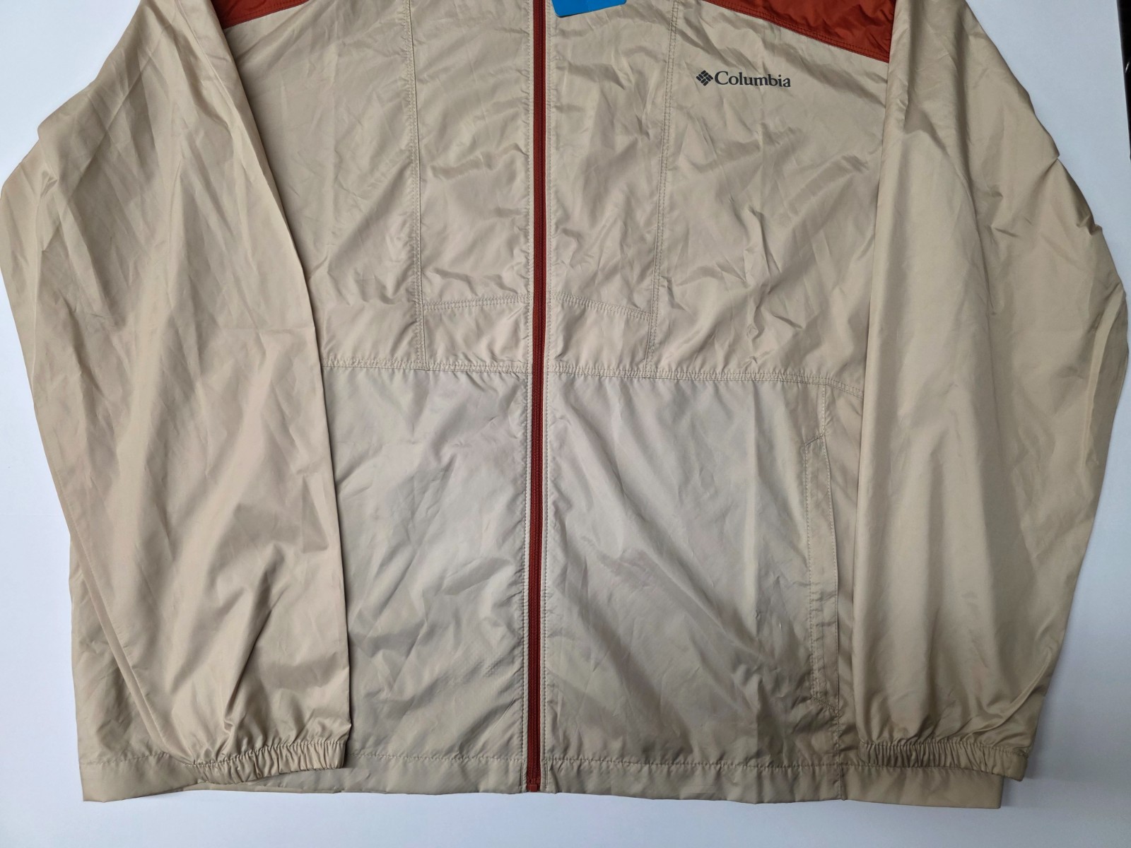 Columbia Flashback Windbreaker Jacket Hooded Beige Red Men’s XXL NWT