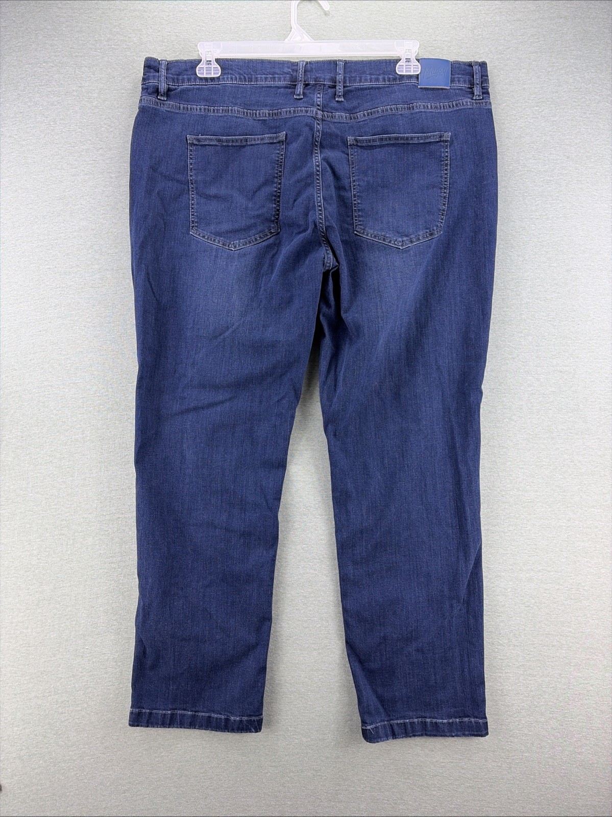 Mugsy Fultons Straight Fit Jeans Mens Size 44×30 Blue Dark Wash Denim Stretch
