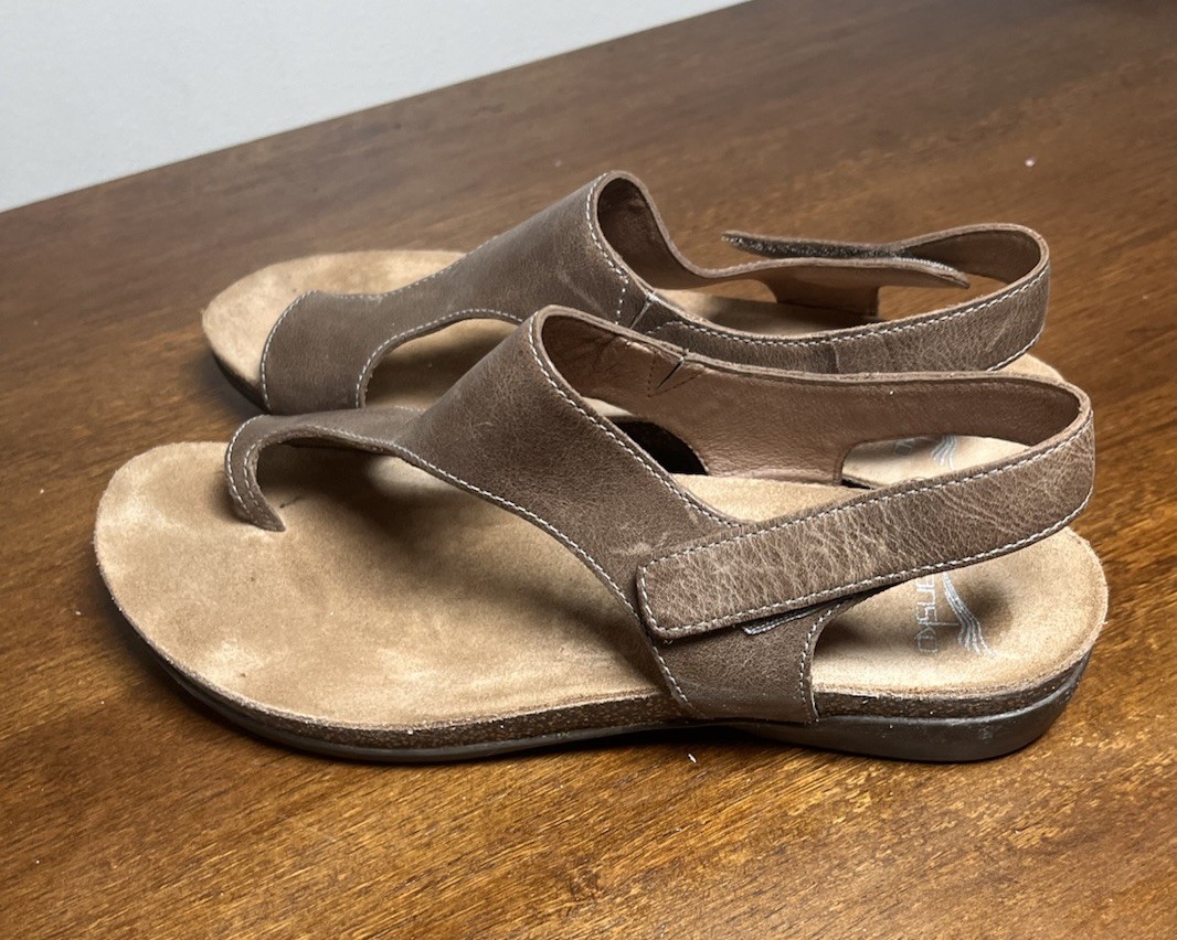 Dansko Reece Toe Loop Sandals Brown Slingback Leather 40 Women’s