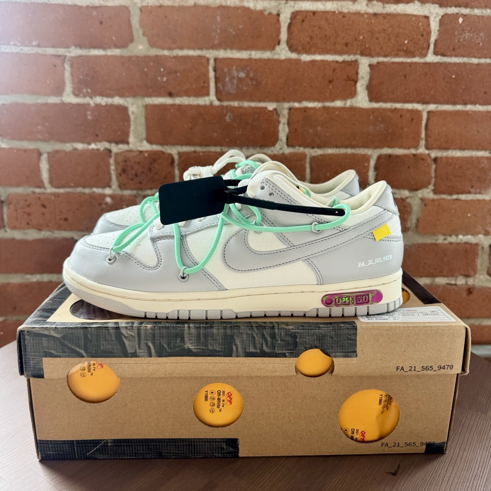 Nike Dunk Low Off-White Lot 16 White Gray Mint Green Men’s Athletic Sneaker 2021