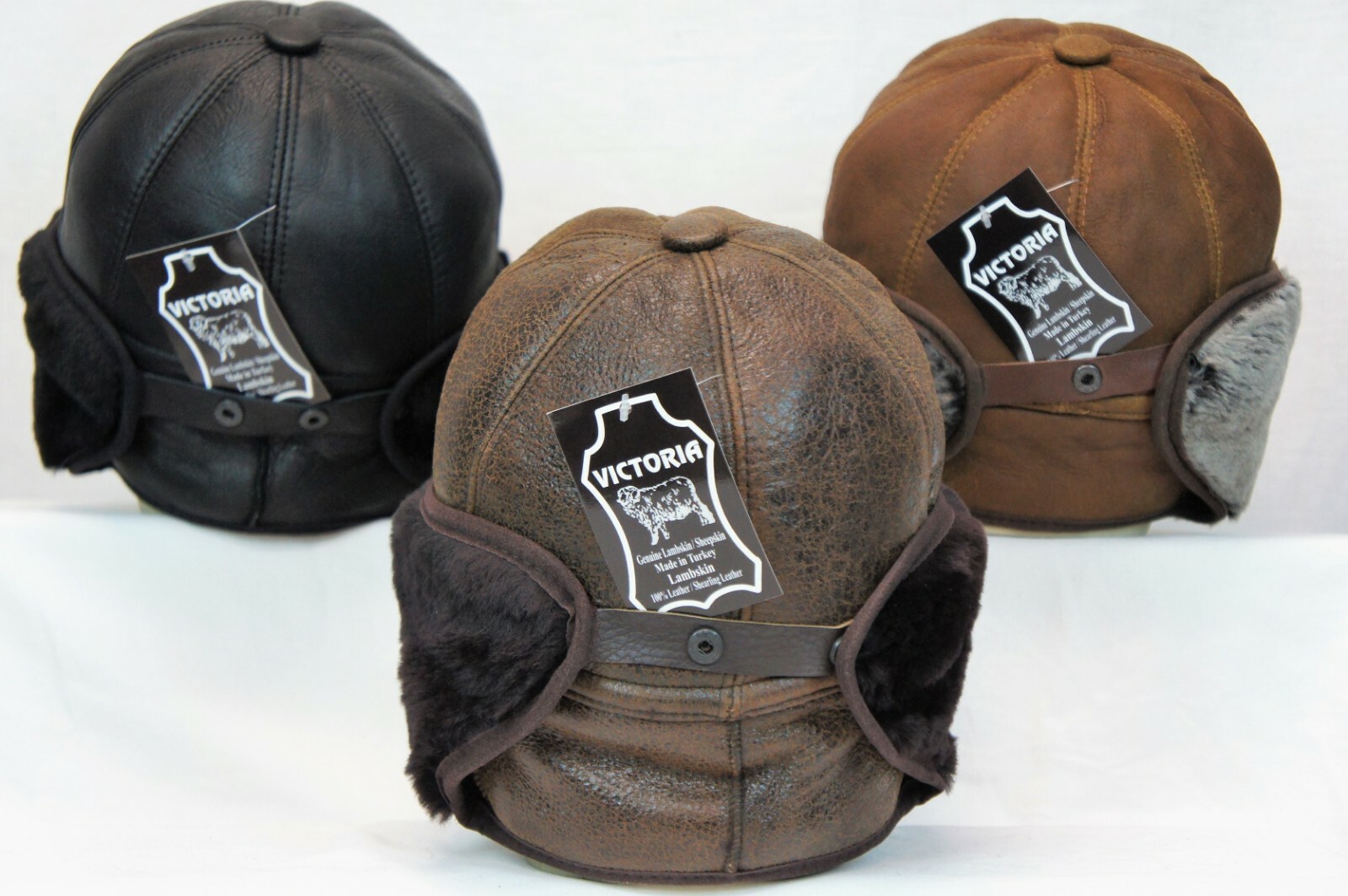 3 colors 100% REAL Sheepskin Shearling Leather Trapper Hunting Aviator Hat M-3XL