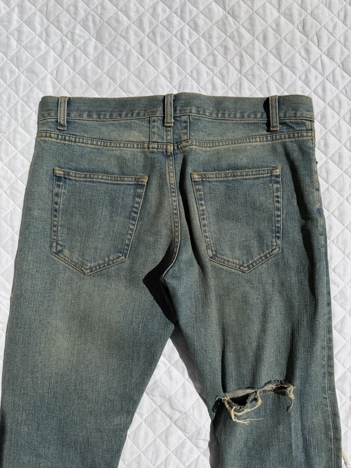 SAINT LAURENT Paris D02 Mens 2014 Hedi Slimane Crash Denim Skinny Jeans 31×34