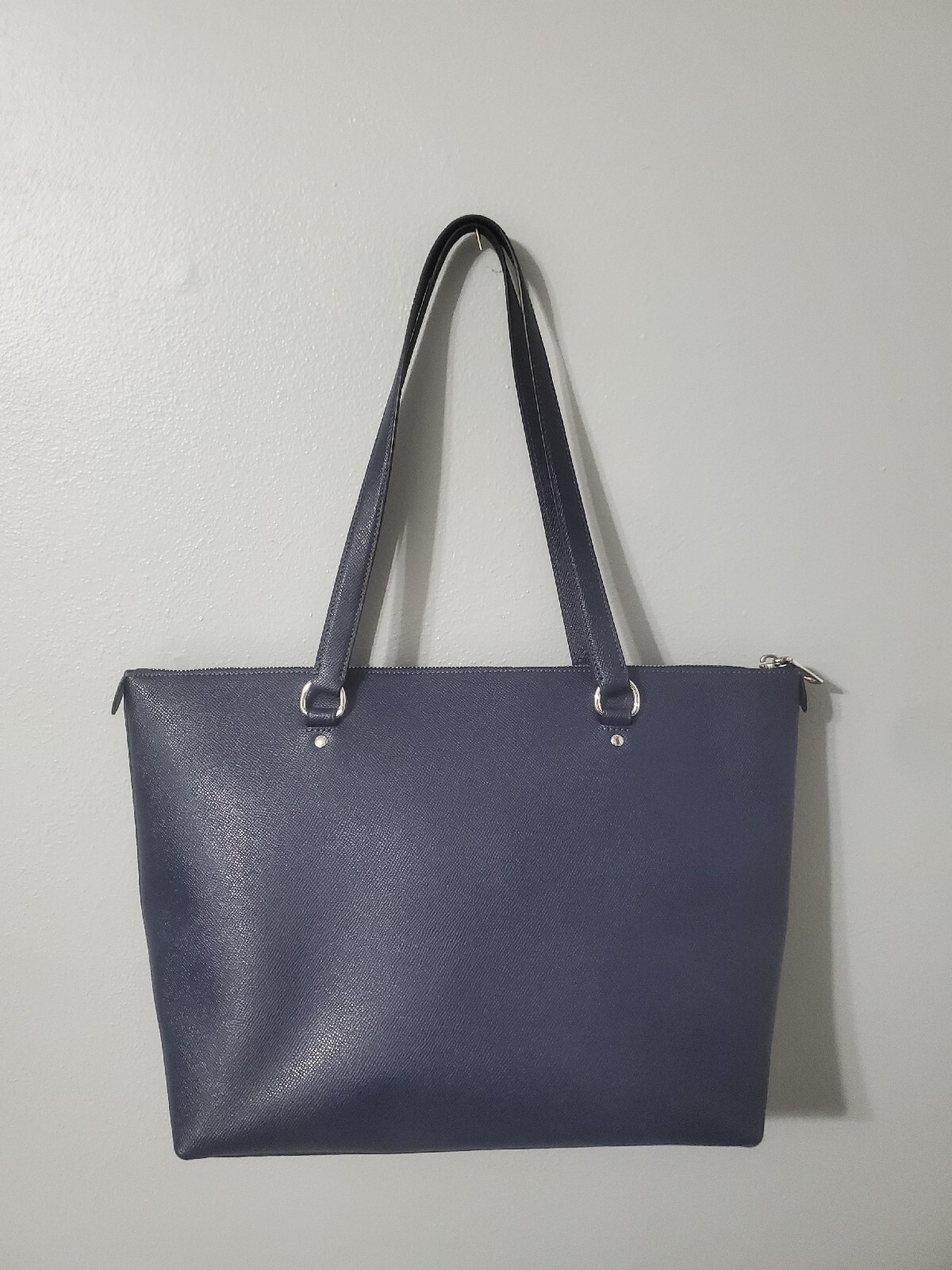 Coach F79608 Crossgrain Leather Gallery Tote Blue Front Pocket