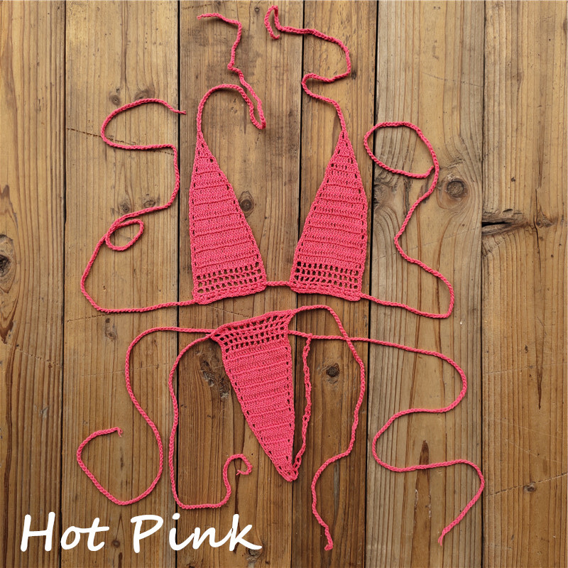 Hand Crochet Micro Swimwear Women Romance Sexy Mini Bikini Set Sunbathing Cotton