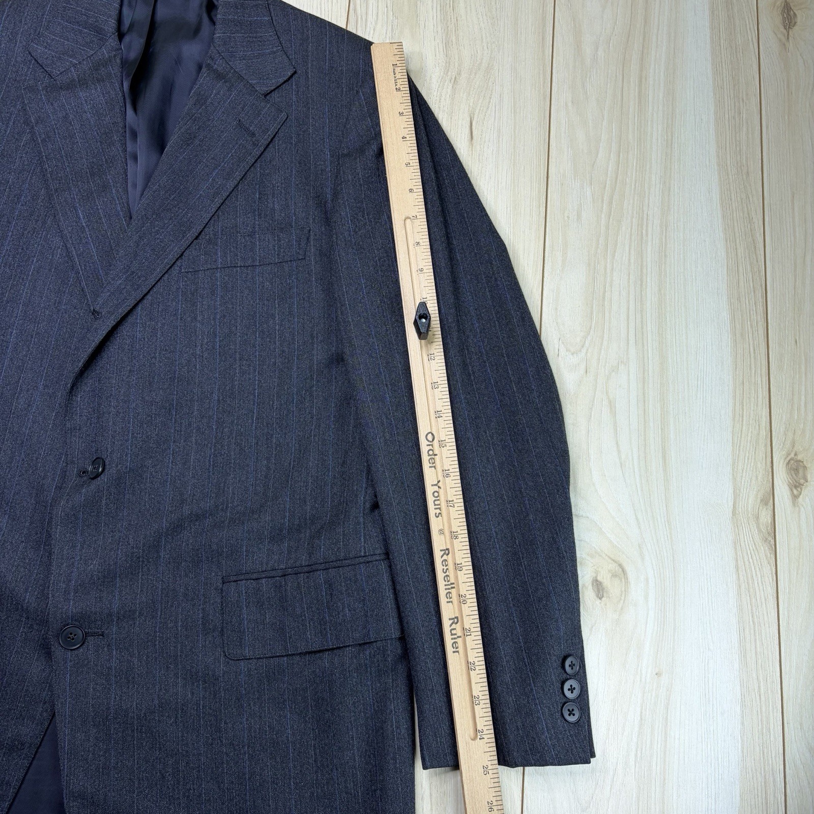 J. Press VTG Herringbone Double Pinstripe Wool 2/3 Roll Blazer Mens 40L Gray USA
