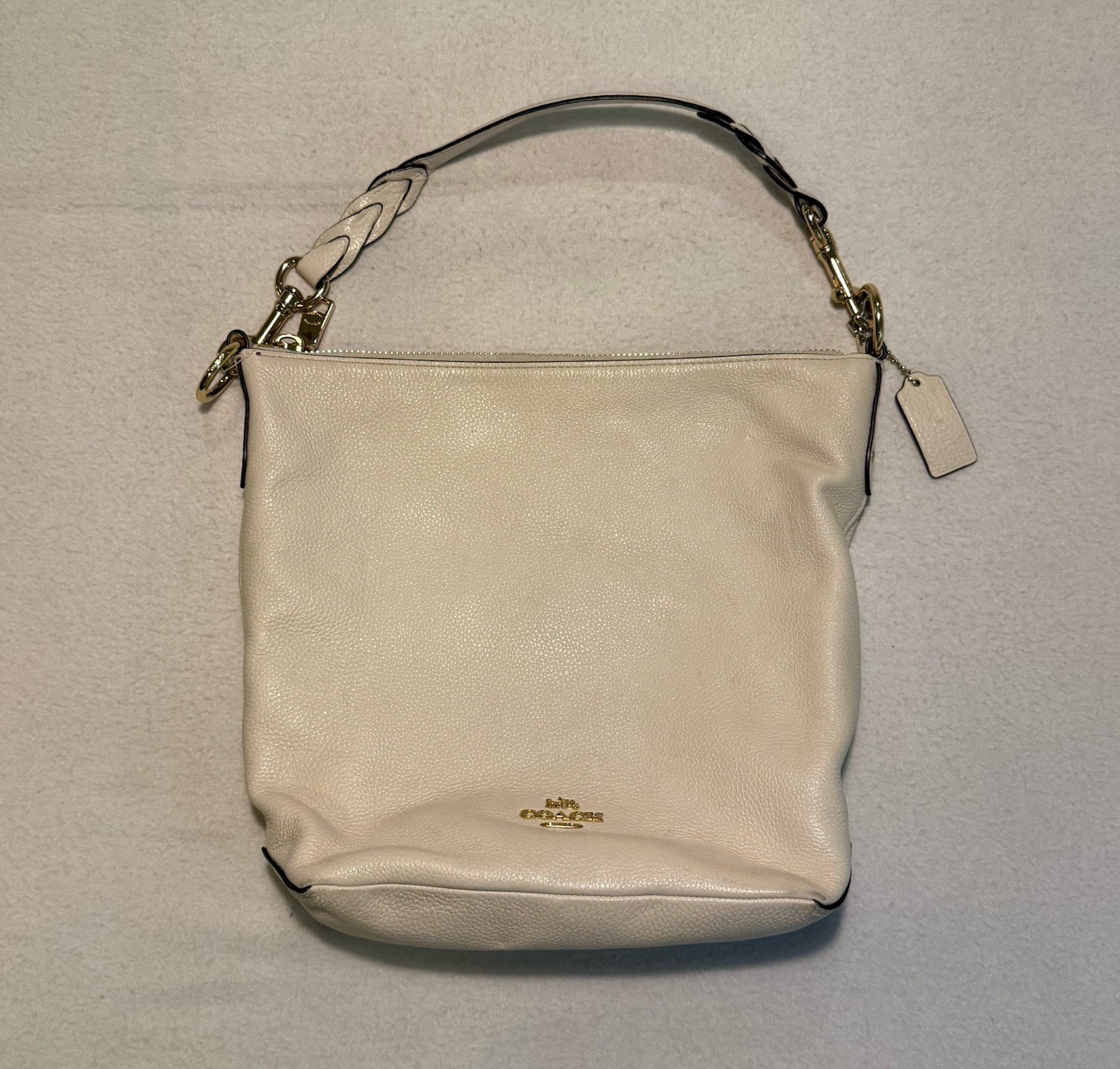 Coach Edie 31 F31507 Pebbled Leather Shoulder Bag Chalk Gold Hardware +New Strap