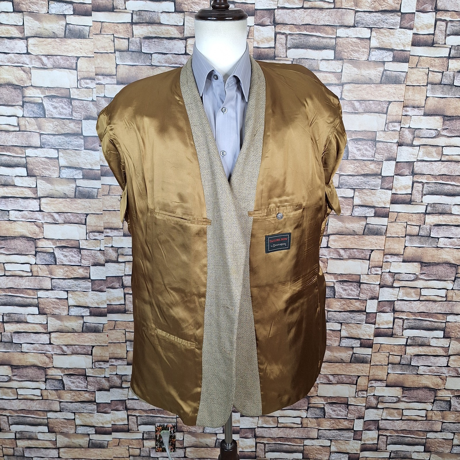 Deansgate Jacket Blazer Mens 48R Light Brown Silk Tweed Wool