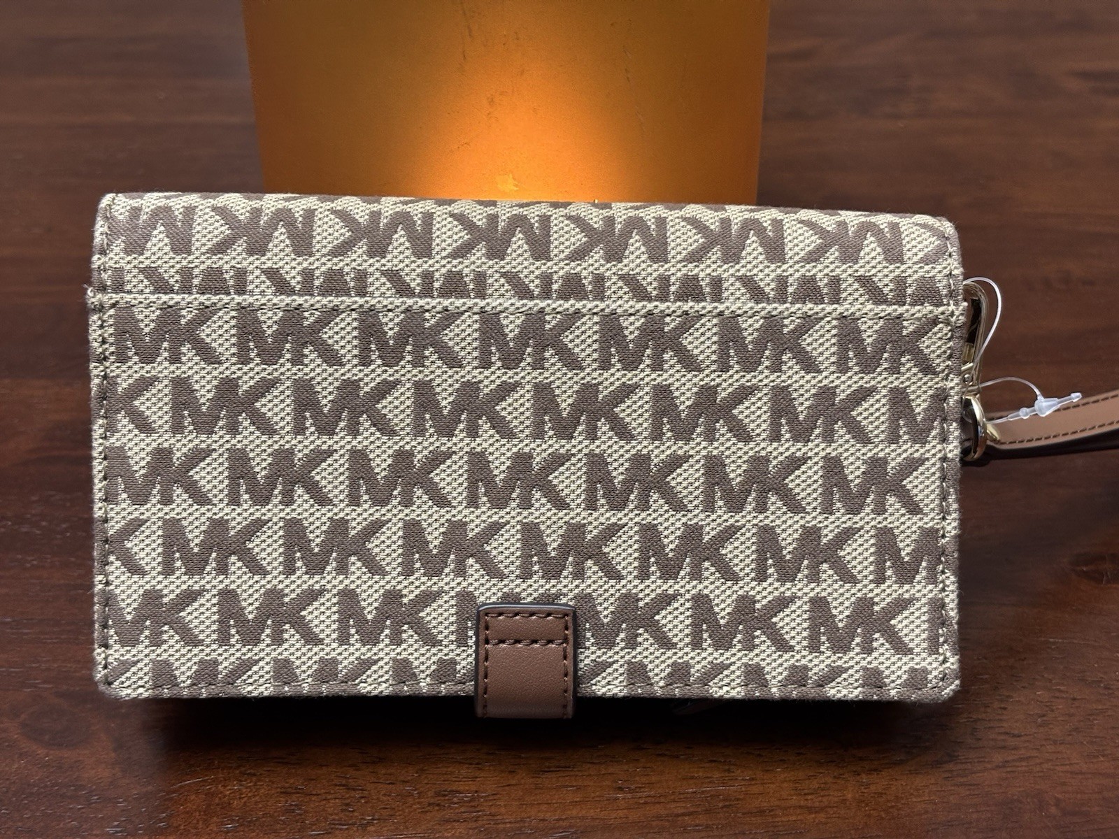 Michael Kors NWT Jet Set Small Phone Case, Wristlet Wallet, Beige/ Ebony $128