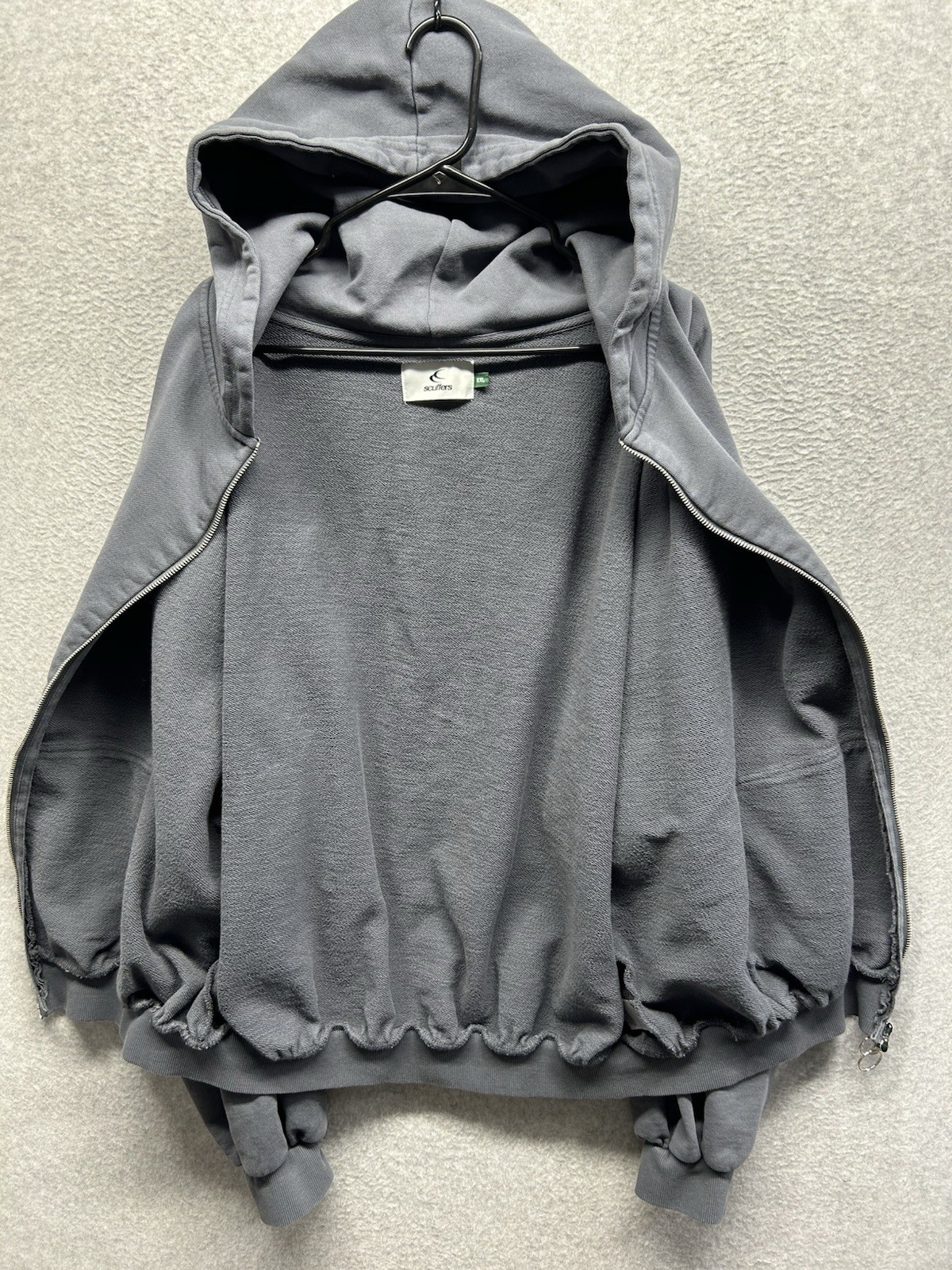 Scuffers Hoodie Mens 2XL Gray Full Zip Everyday Urban Aesthetics Streetwear Logo