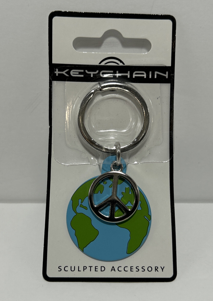 World Peace Sign Keychain, Peace Sign Zipper Pull, Peace Symbol, Good Luck Charm
