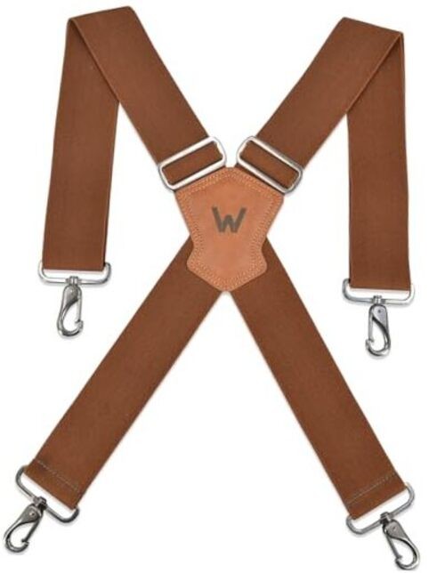 Heavy-Duty 2Inch-Wide Full-Elastic Work Suspender For Jeans Brown